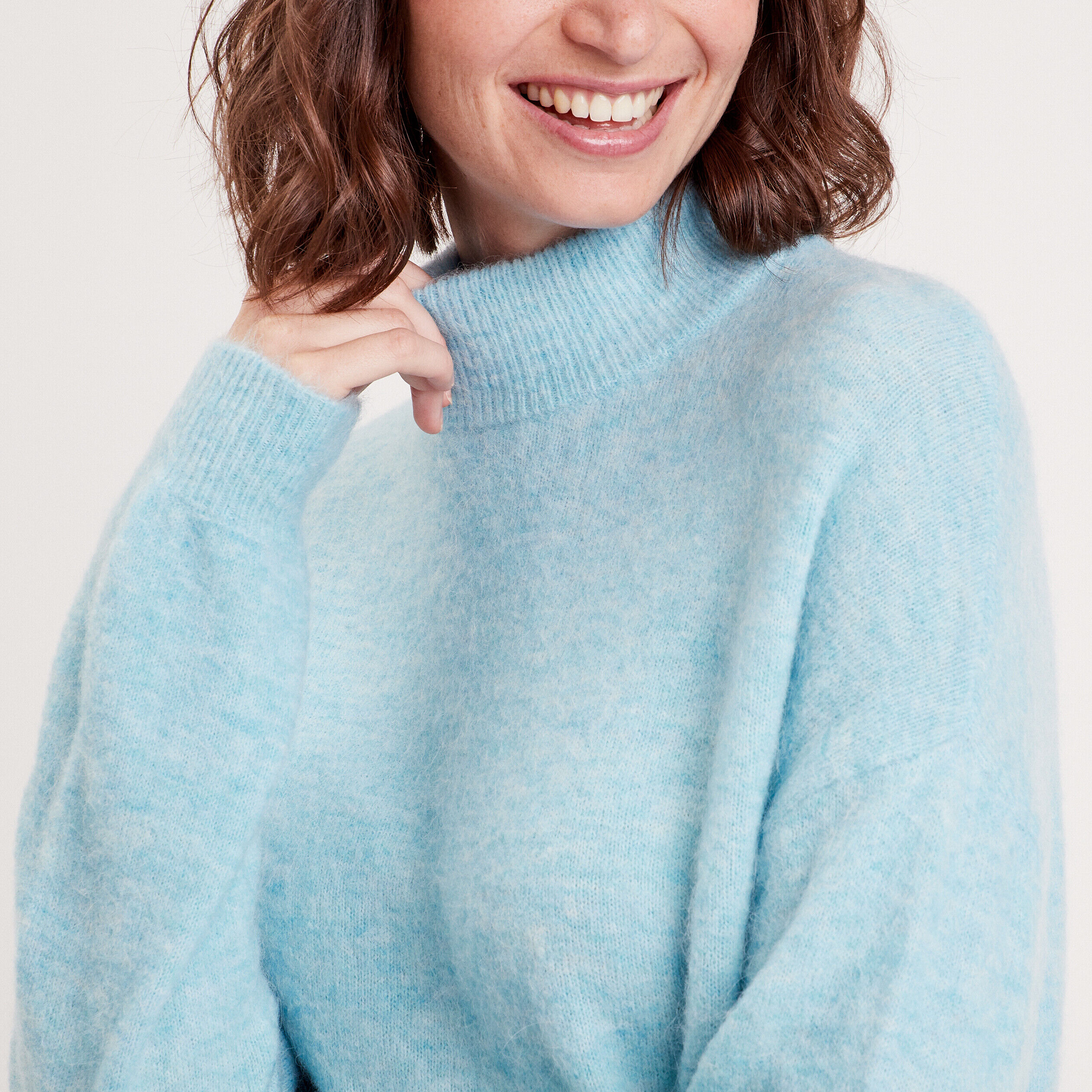 Pull col montant bleu ciel femme | Cache Cache