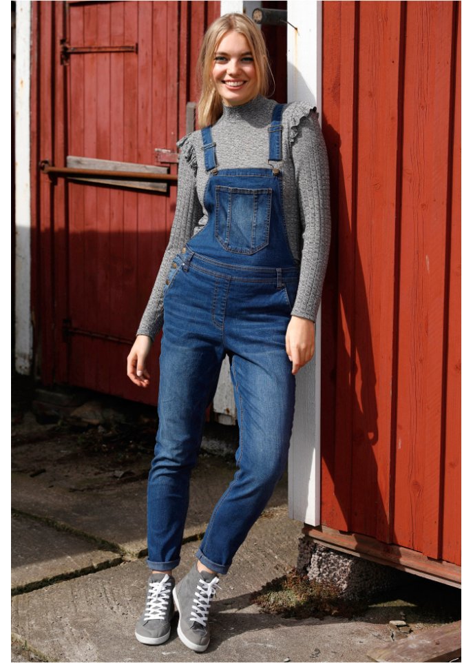 Jeans-Latzhose, bequem geschnitten