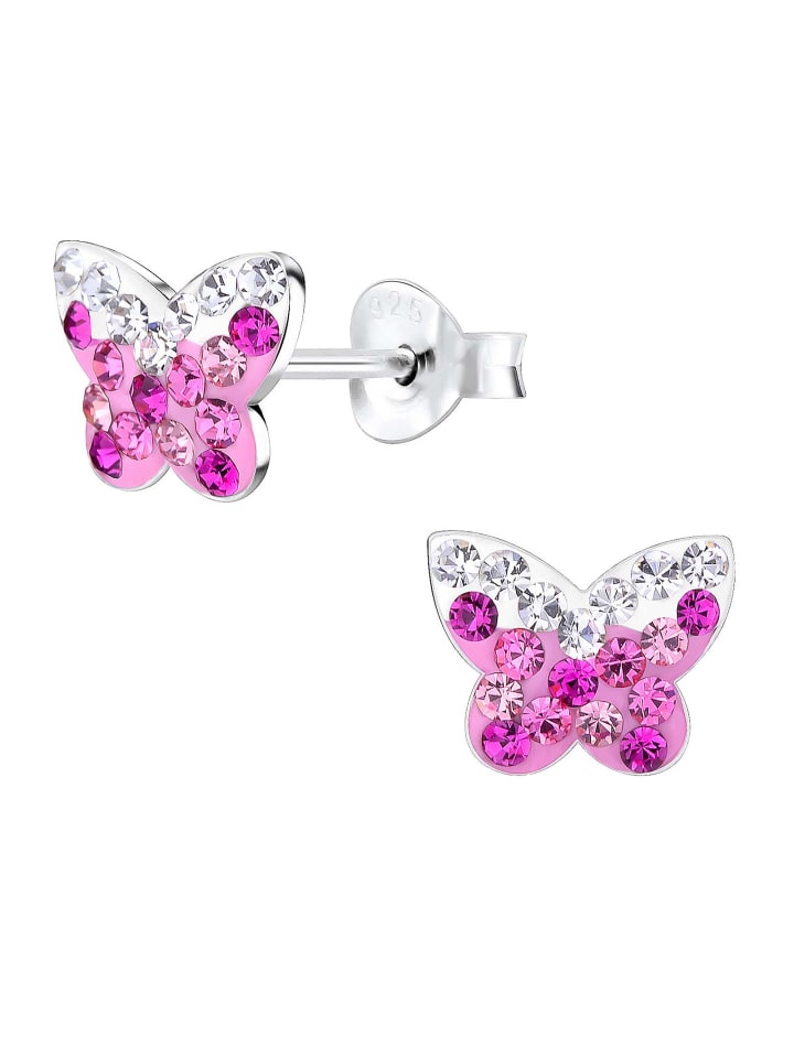 schmuck23 Ohrringe 925 Silber Schmetterling in Pink günstig kaufen onesize