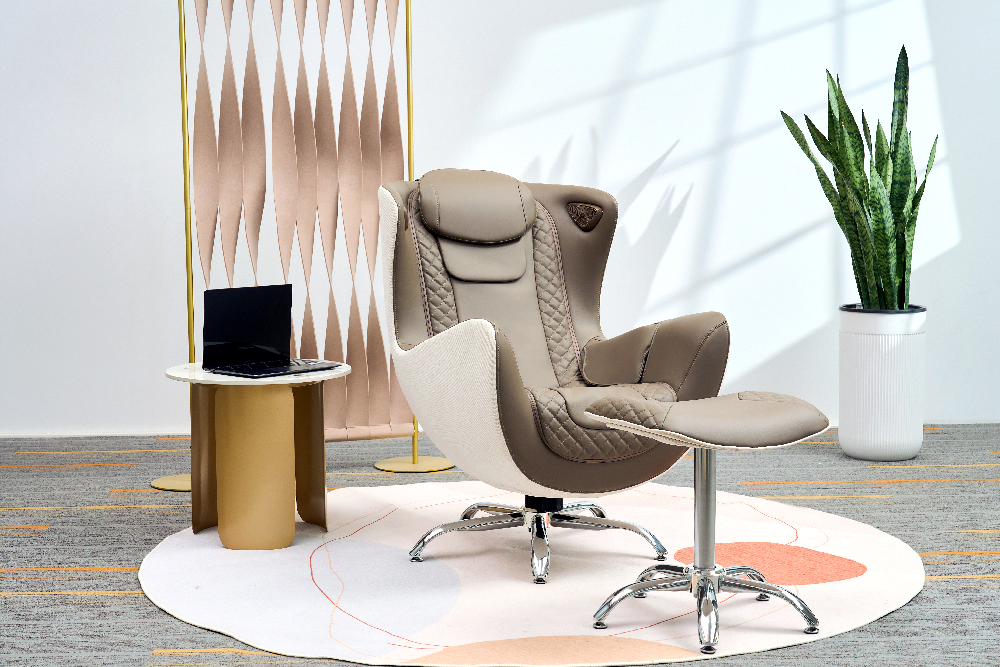 Happy Home elektrischer Massagesessel mit Hocker, Heizfunktion, Lautsprecher & 3D Mechanismus HWP71-BRN braun