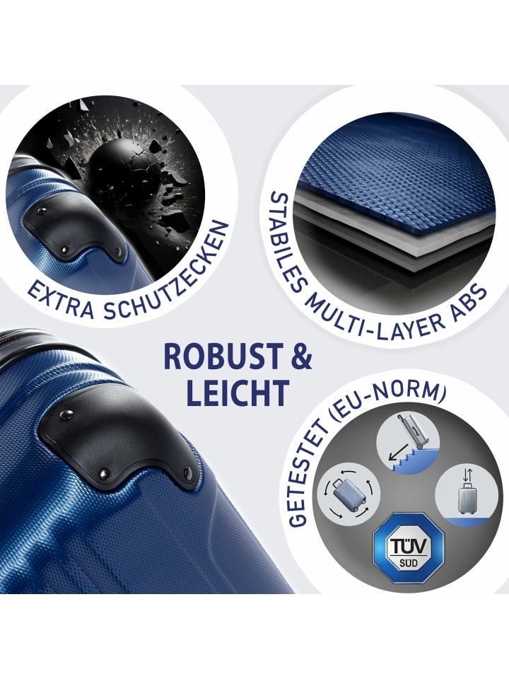 FERGÉ Kofferset Hartschale 3-teilig Hartschale 3 teilig Koffer Set mit Schutzecken QUÉBEC in blau günstig kaufen onesize