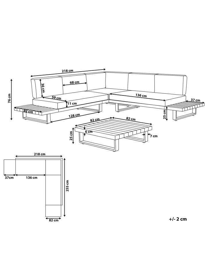 Beliani 4-tlg Lounge Set MYKONOS in Grau/Heller Holzfarbton günstig kaufen onesize