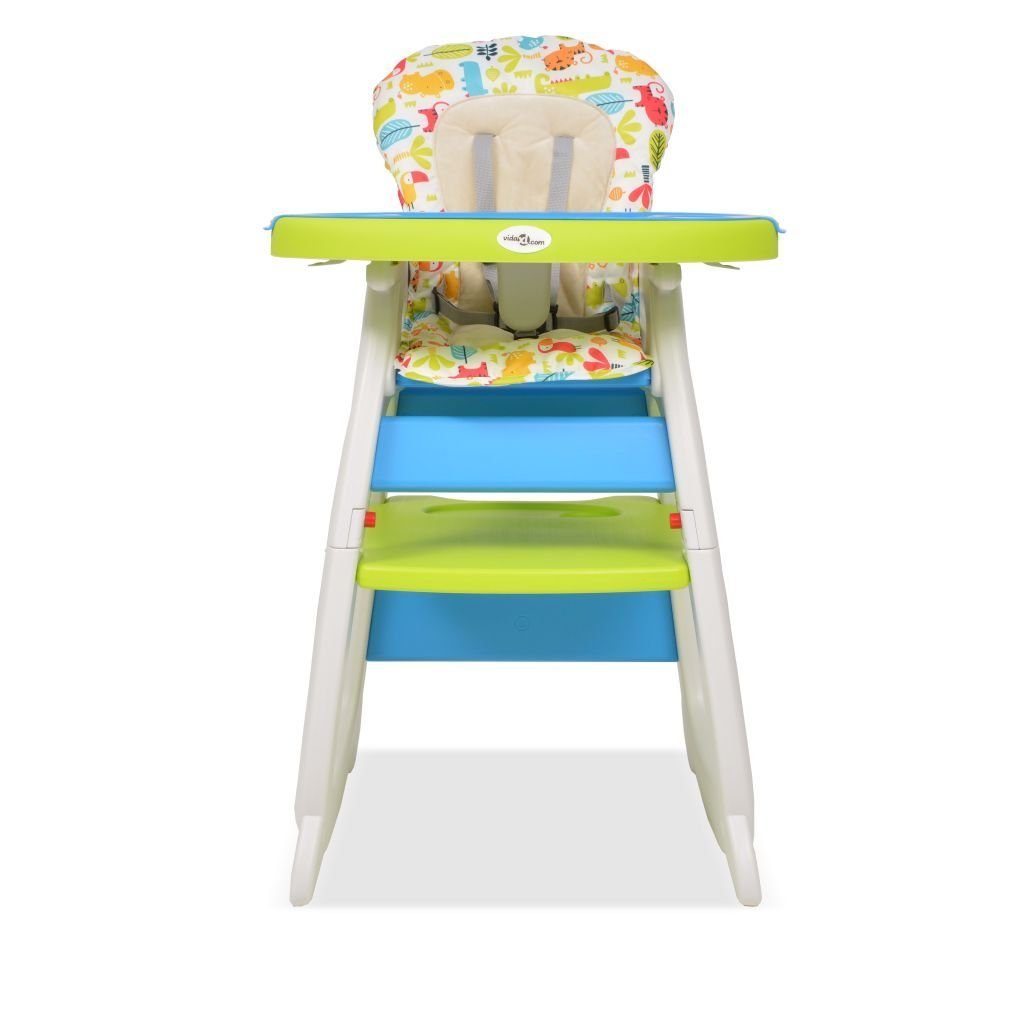 vidaXL Kombihochstuhl Babystuhl Hochstuhl Babysitz Kinderstuhl umbaubar mit Essbrett Blau un