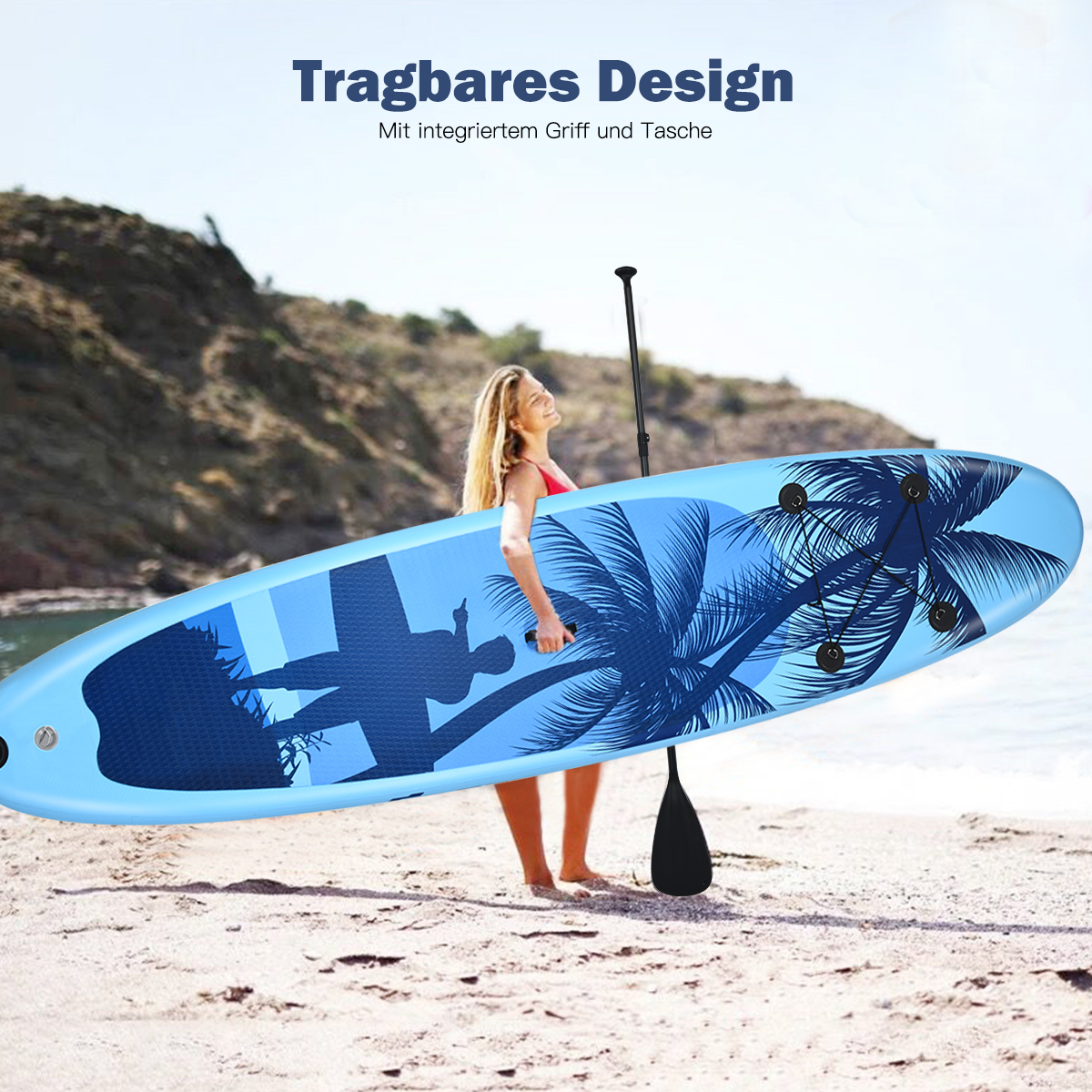 Costway Aufblasbares SUP Board mit Paddel, 335x76x16cm