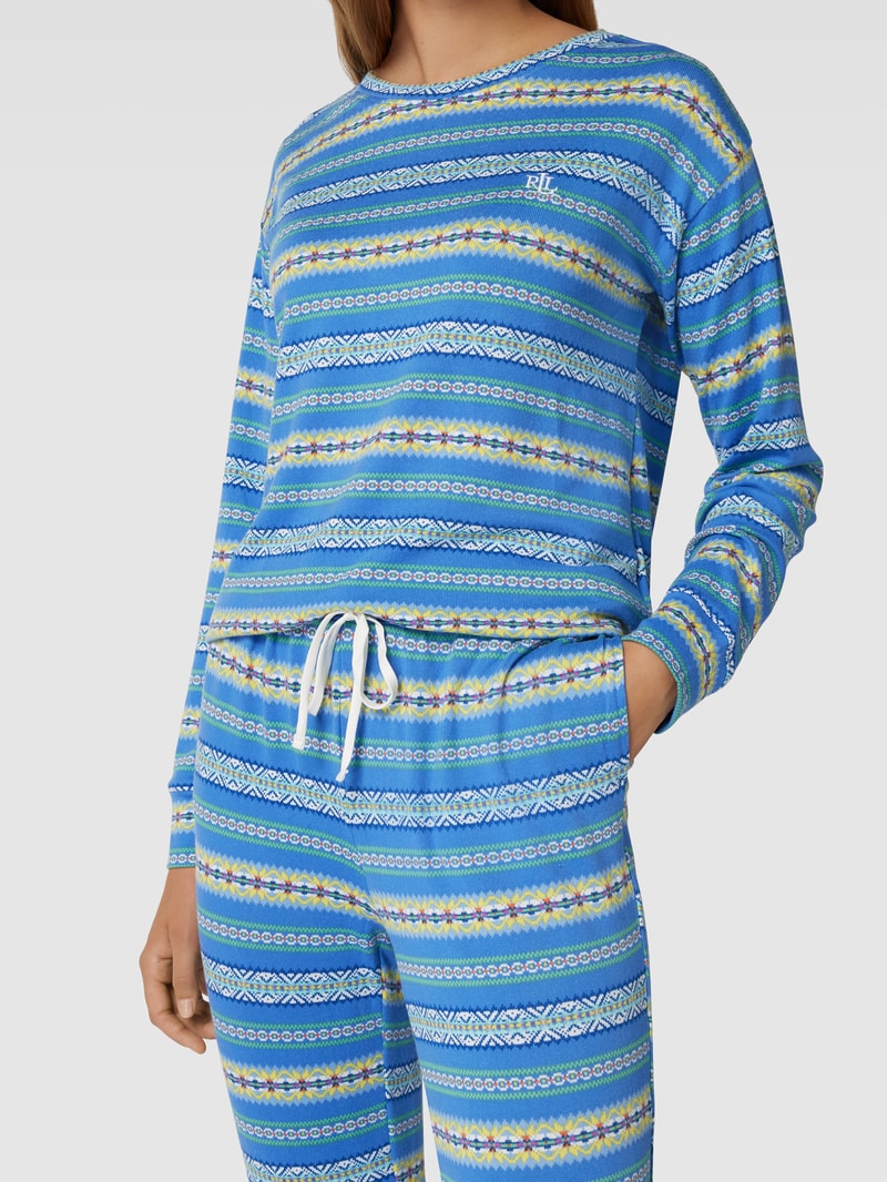 Pyjama mit Allover-Muster in ozean blau