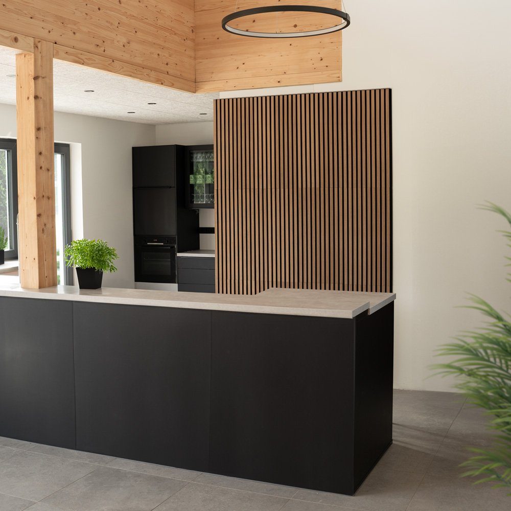 HOME DELUXE Wandpaneel Akustikpaneel / Lamellenwand SONIC, BxL: 40,00x80,00 cm, 0,32 qm, (Schalldämpfend, 1-tlg., Individuell kürzbar und zuschneidbar) Holzwand, Akustik Wand Paneele, Akustik Paneel