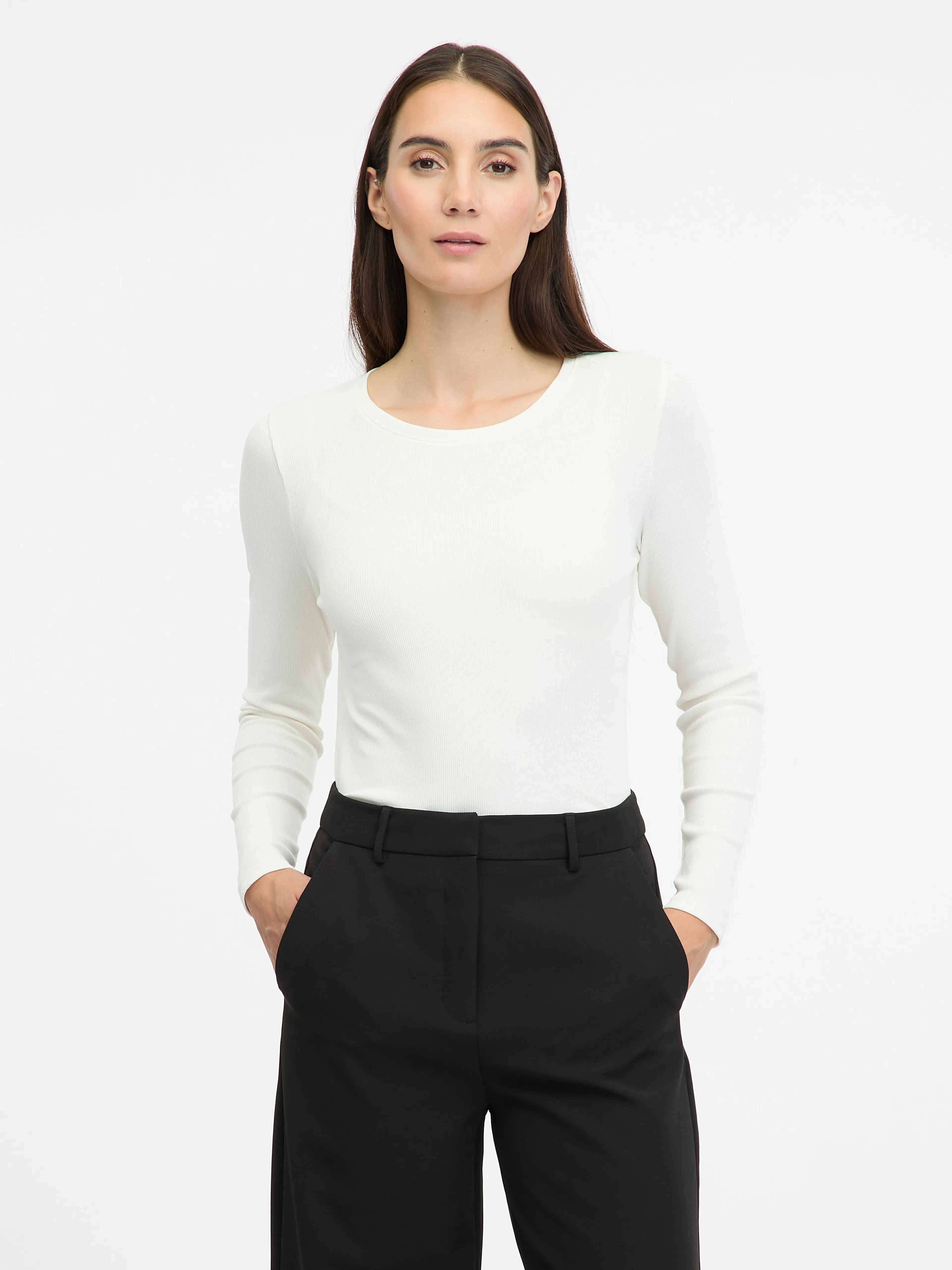 Cremefarbenes Damen-Langarm-T-Shirt ORSAY