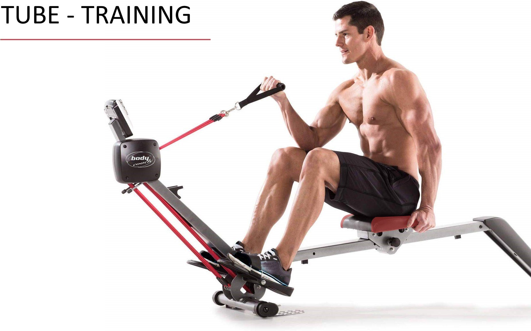 body coach Ruderzugmaschine Tube Allround-Fitnessgerät 3fach Band-Zugsystem klappbar