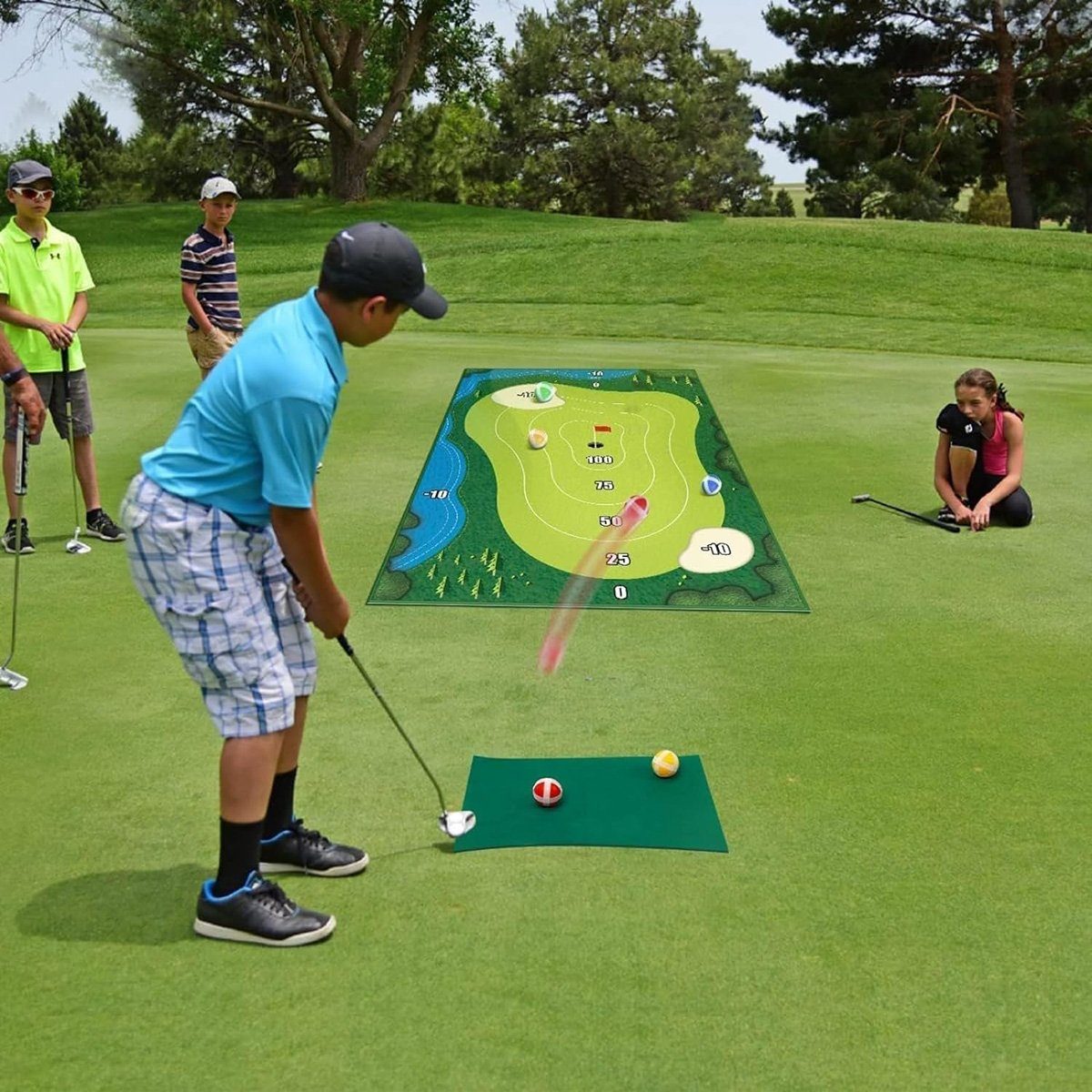 götäzer Golf-Abschlagmatte Lässiges Golfspielmatten-Set (Golfzubehör für Erwachsene und Kinder) (1-St), Grün, Klettverschluss, Spieltrainingshilfe – Herren (150 cm x 80 cm)