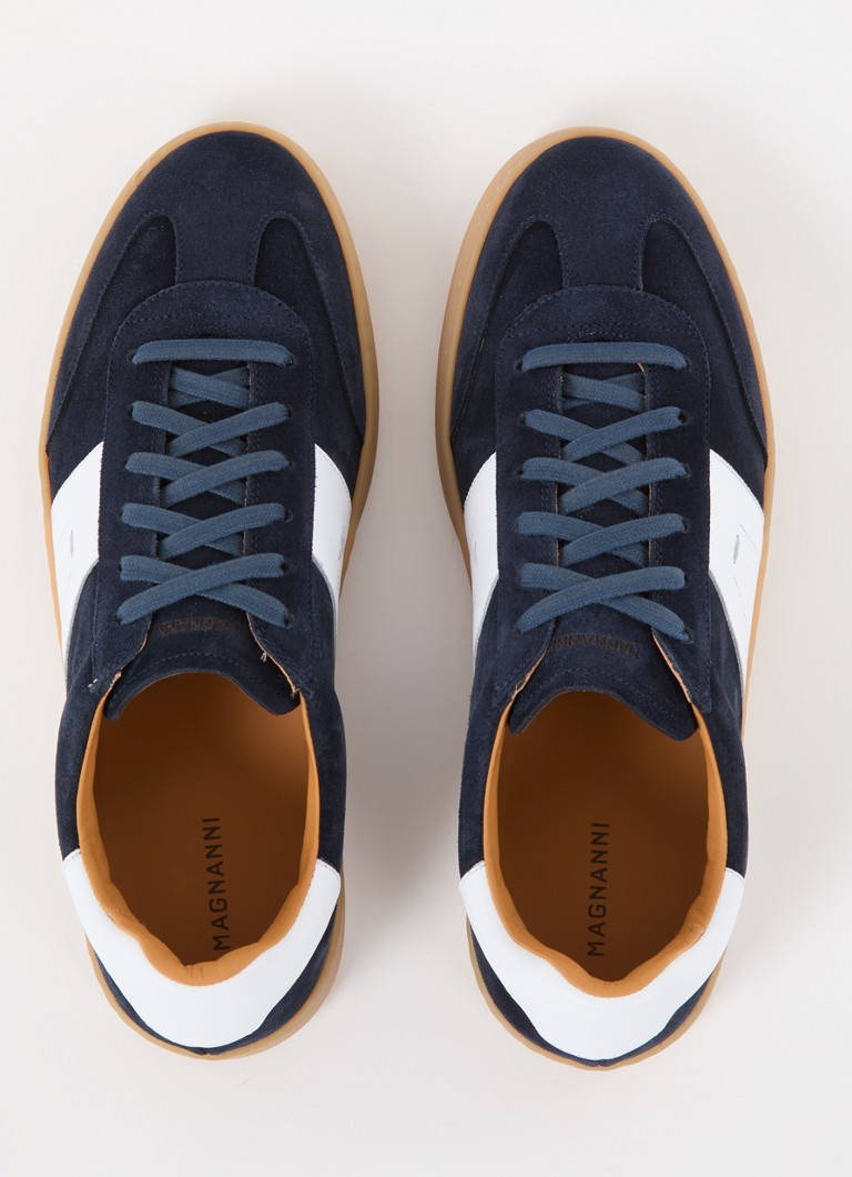 Magnanni suede sneaker with leather details