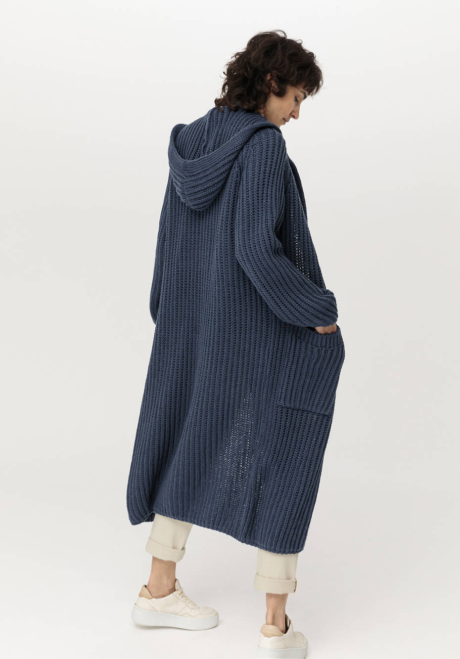 Strickmantel aus Bio-Baumwolle und Bio-Merinowolle