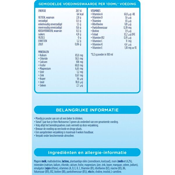 Hero 12 M Nutrasense Classic 3 pokračovacie mlieko 750g
