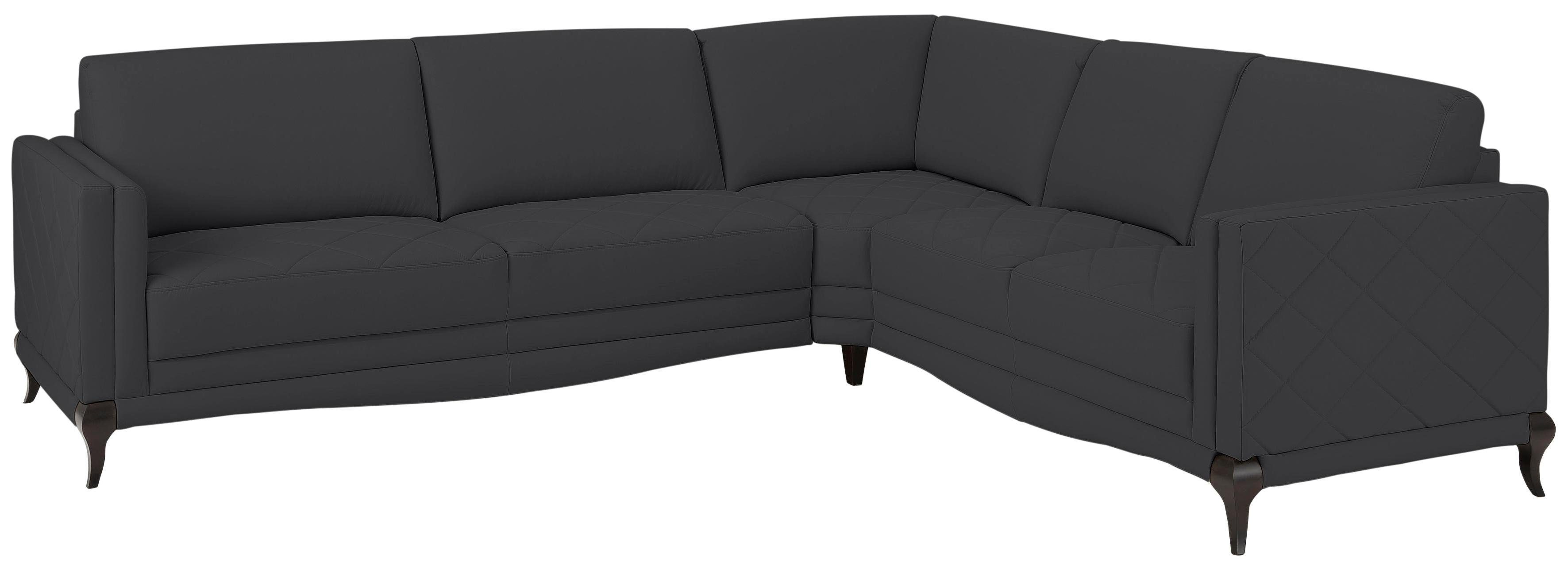 Home affaire Ecksofa Brahms, Federkern, hohe Holzfüße in edler Optik, Karosteppung