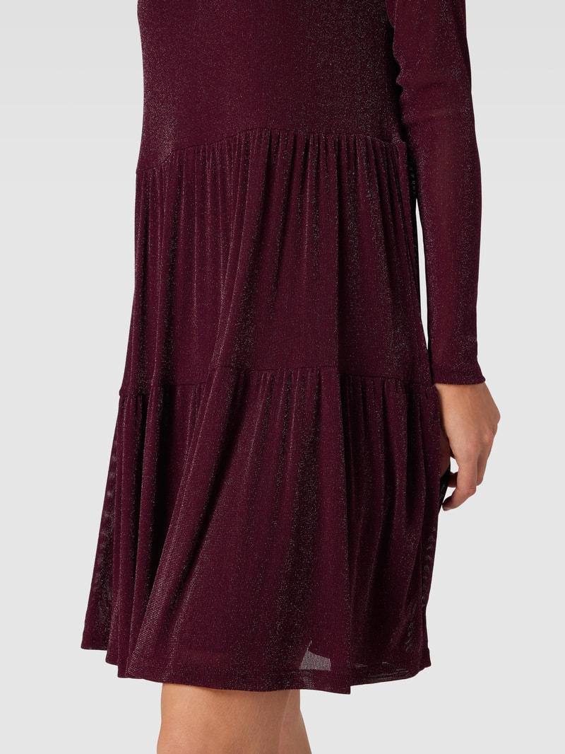 Minikleid im Stufenlook mit Rundhalsausschnitt in pflaume