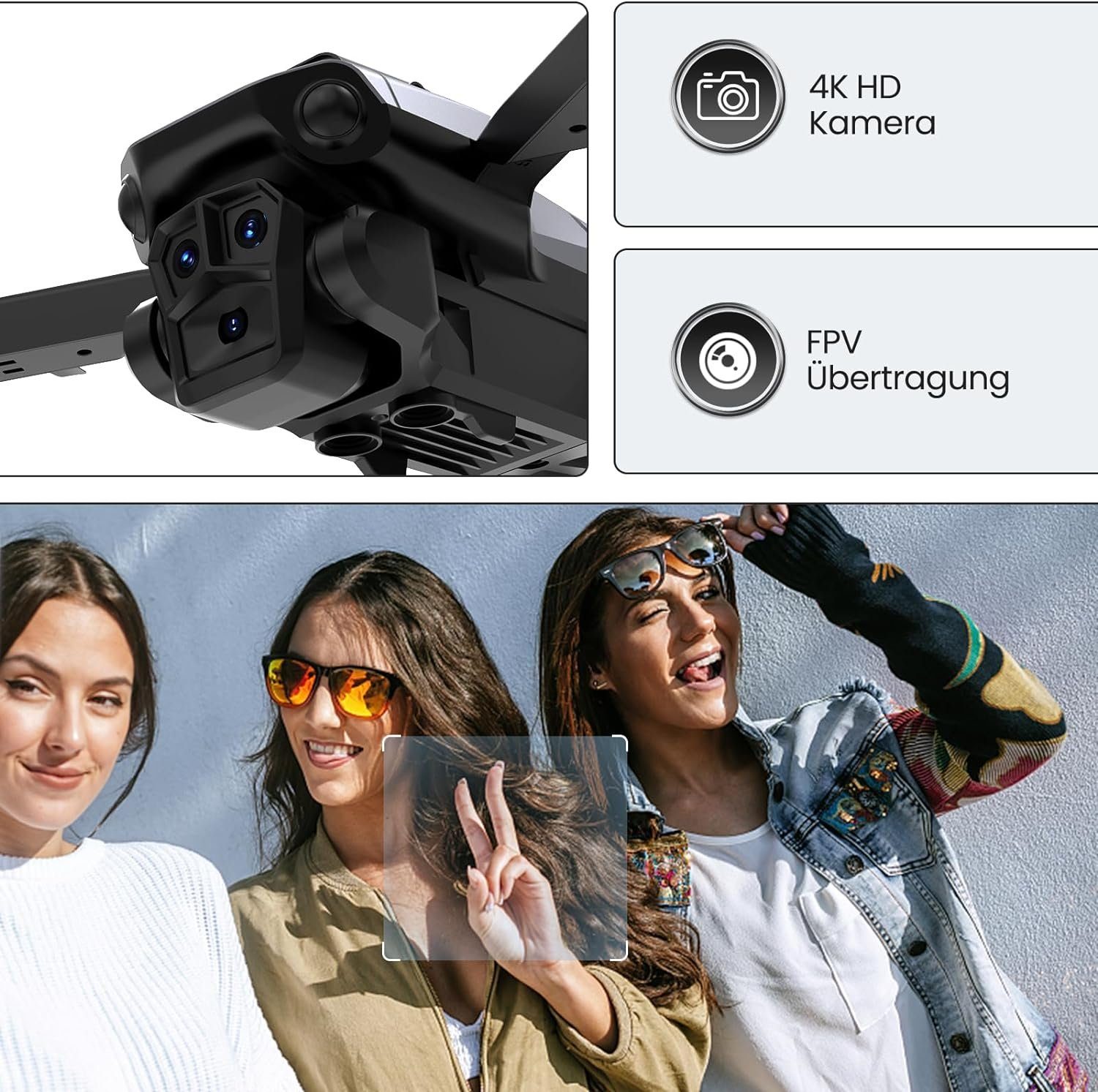 DIHOOM mit Kamera 4K, DIHOOM RC Drone Quadcopter mit FPV WiFi Übertragung Drohne (4K HD, mit 36 Mins Lange Flugzeit, Flip mode, Abflug/Landung mit einer Taste)