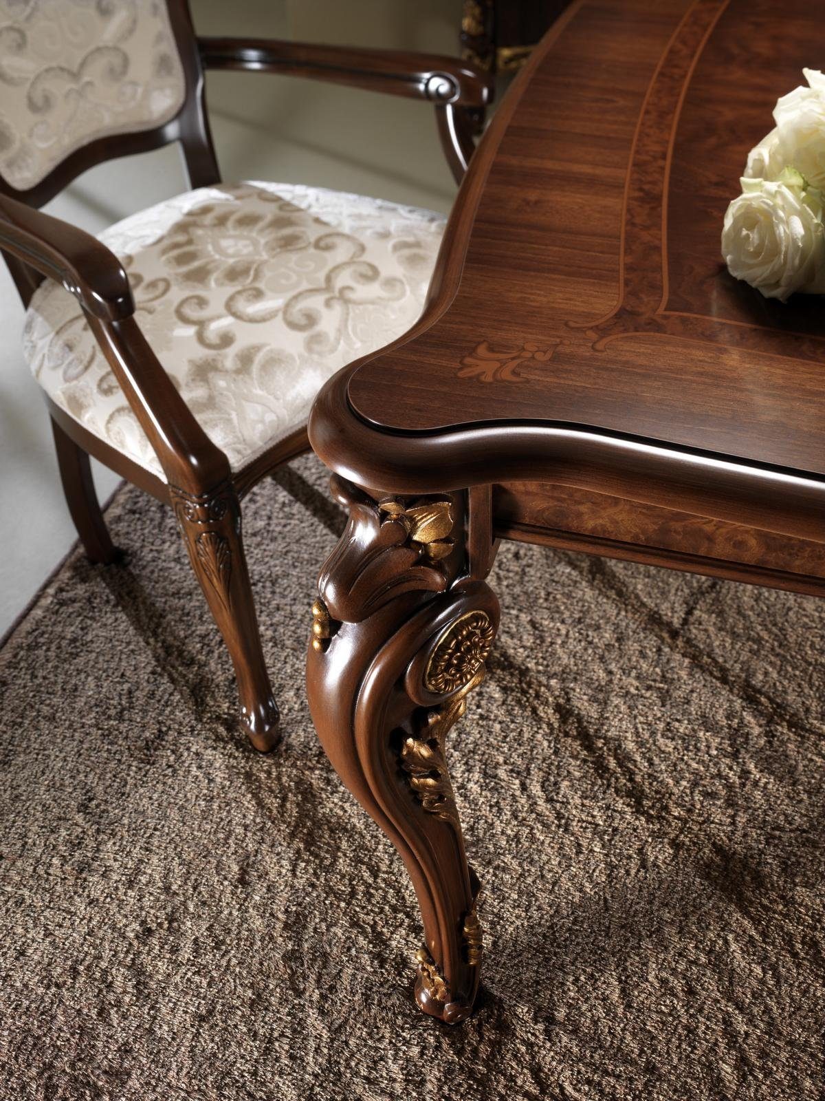 JVmoebel Esszimmer-Set Klassischer Esstisch Tisch Holz Esszimmer Garnitur 2x Stuhl mit Armlehne 3 tlg.