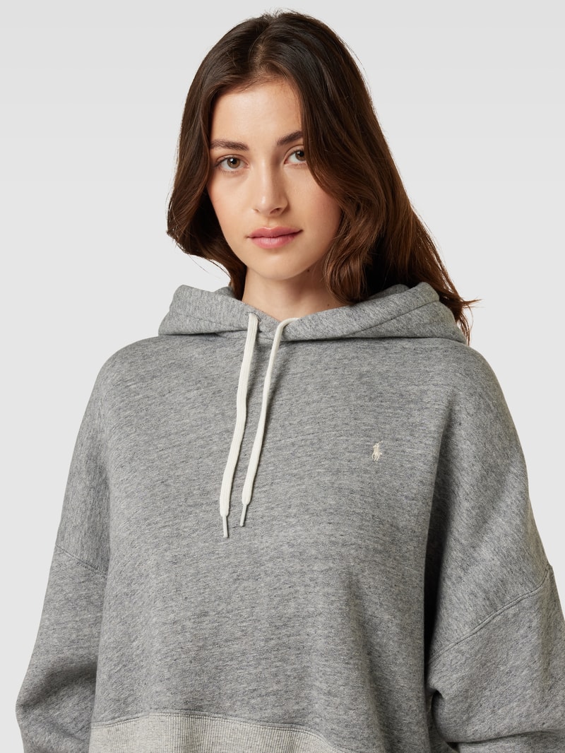Cropped Hoodie in melierter Optik in mittelgrau