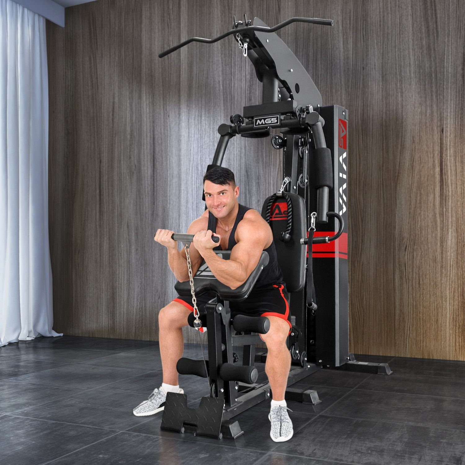 AsVIVA Kraftstation Kraftstation AsVIVA MG5 Pro 40in1 73 kg Multi-Gym, 13 Gewichtsblöcke, Massive Stahlrohrkonstruktion, 13 Gewichtsblöcke, rutschsichere Griffe