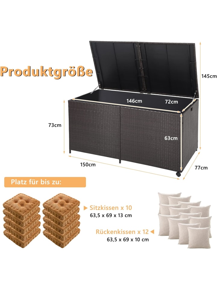 COSTWAY Gartenbox 662 L in Braun günstig kaufen 150 cm
