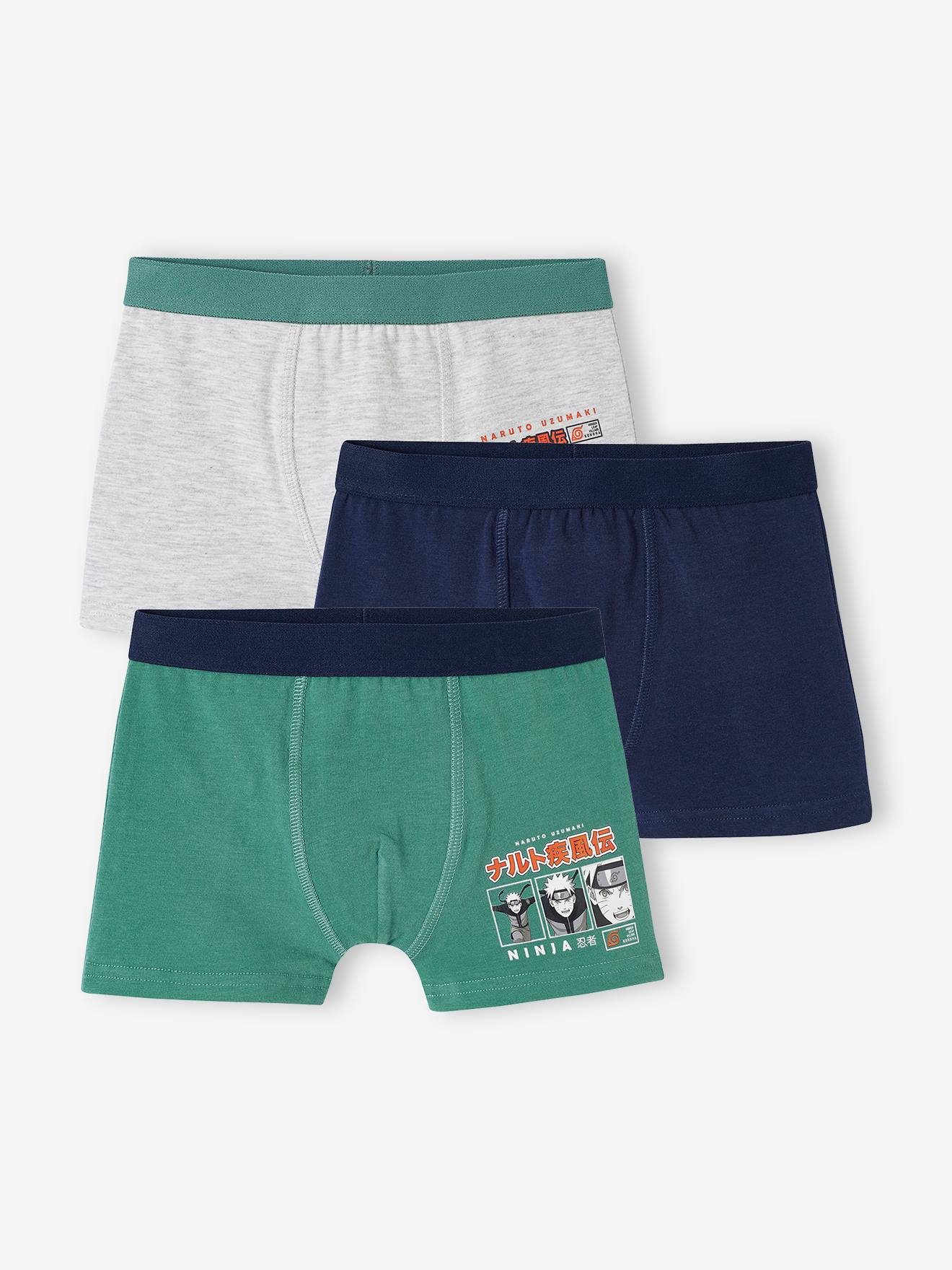 Naruto 3er-Pack Jungen Boxershorts NARUTO UZUMAKI - mintgrün