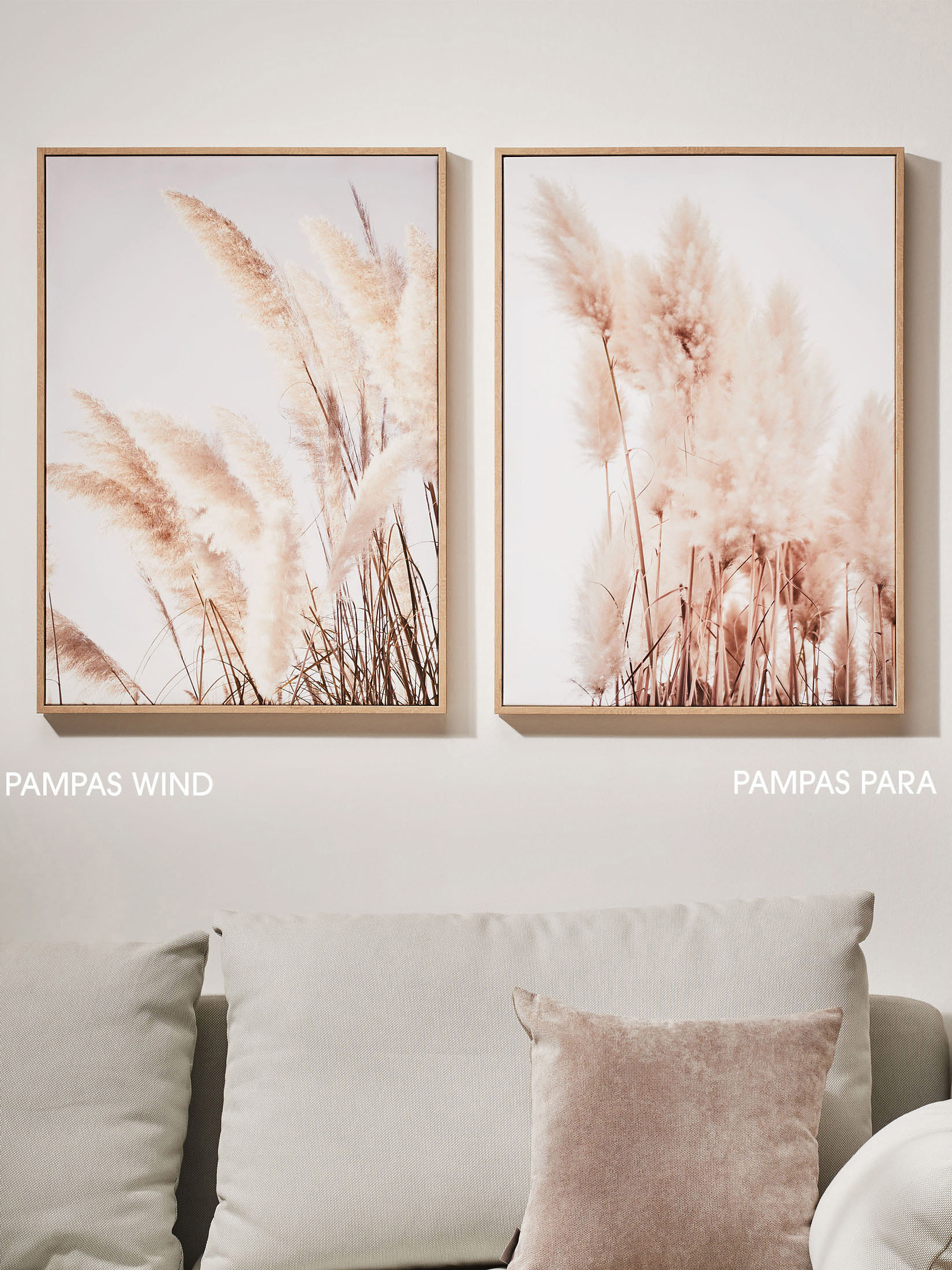 Pampas Para Leinwand-Druck-gerahmt, Beige