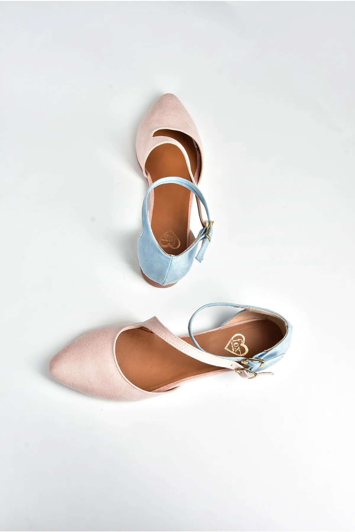 Fox Shoes  Damen-Ballerinas aus puderblauem/blauem Wildleder D726016902