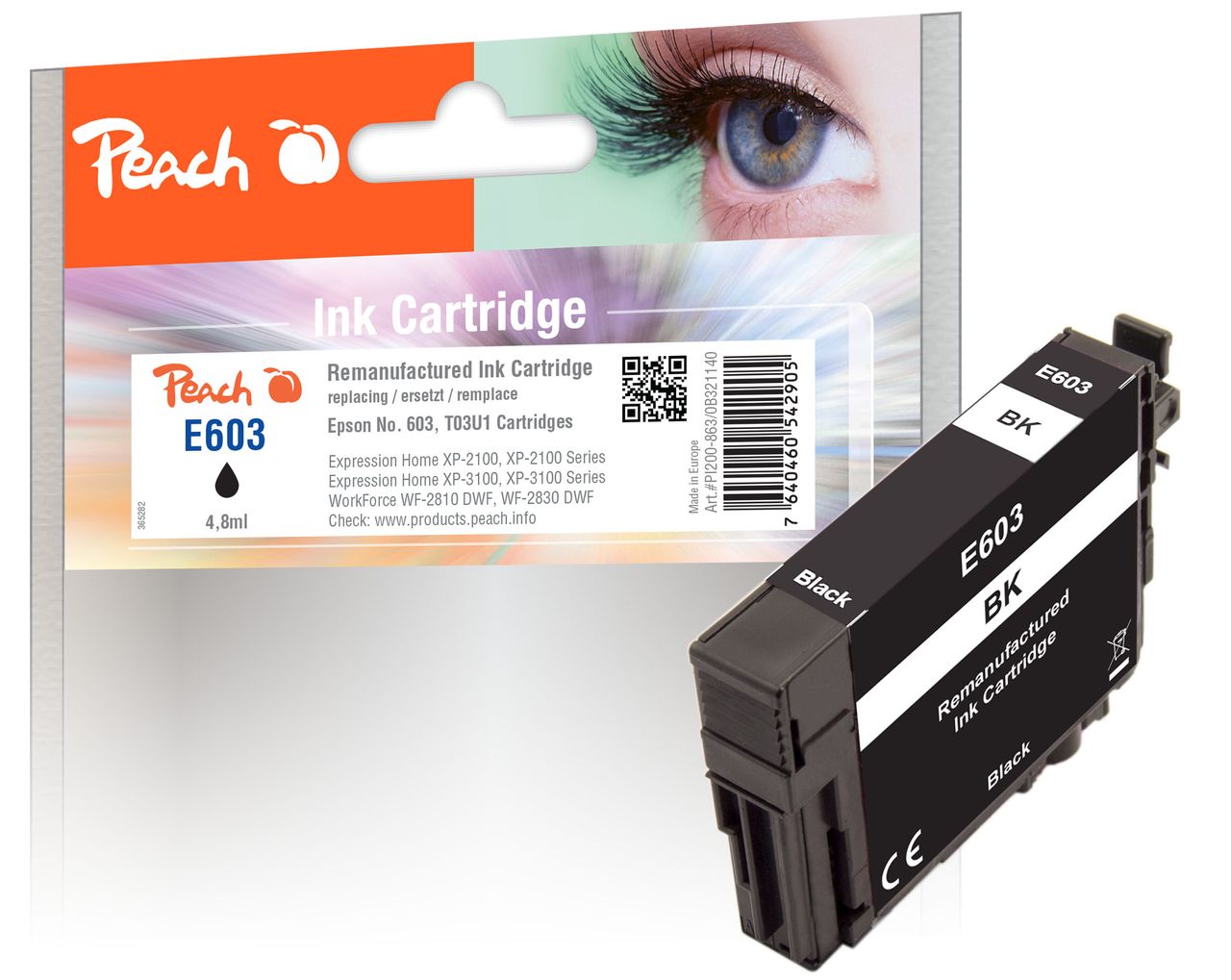 Peach Tintenpatrone schwarz ersetzt Epson No. 603BK
