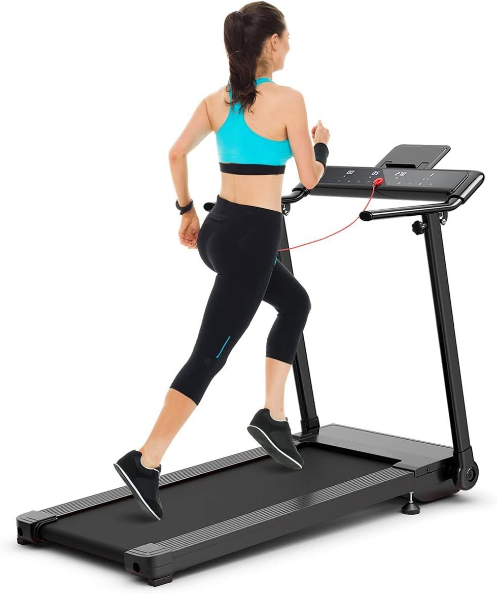 COSTWAY Laufband (Elektrisches Laufband mit 2 Modi 12 Programmen LED-Touchscreen), 1-10 km/h klappbar Fitnessgerät zum Laufen, Gehen und Joggen.