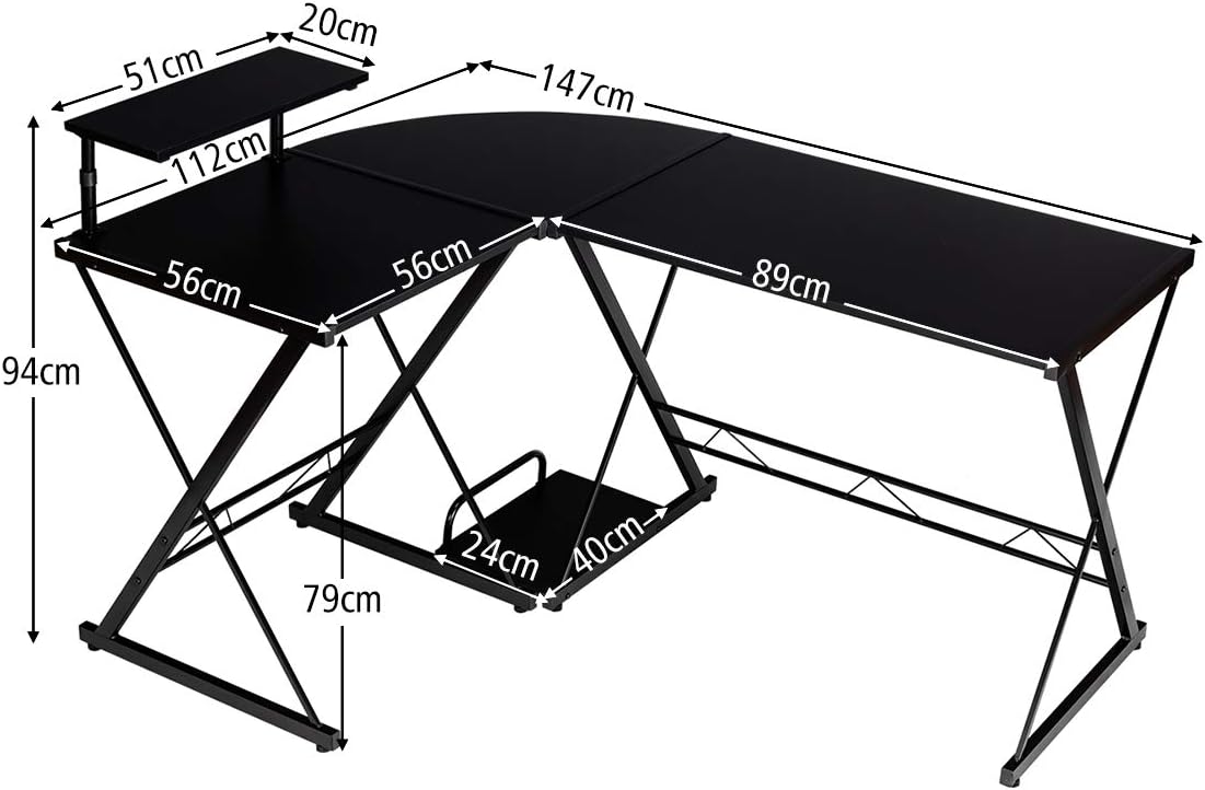 Costway L-Förmiger Computertisch aus Holz