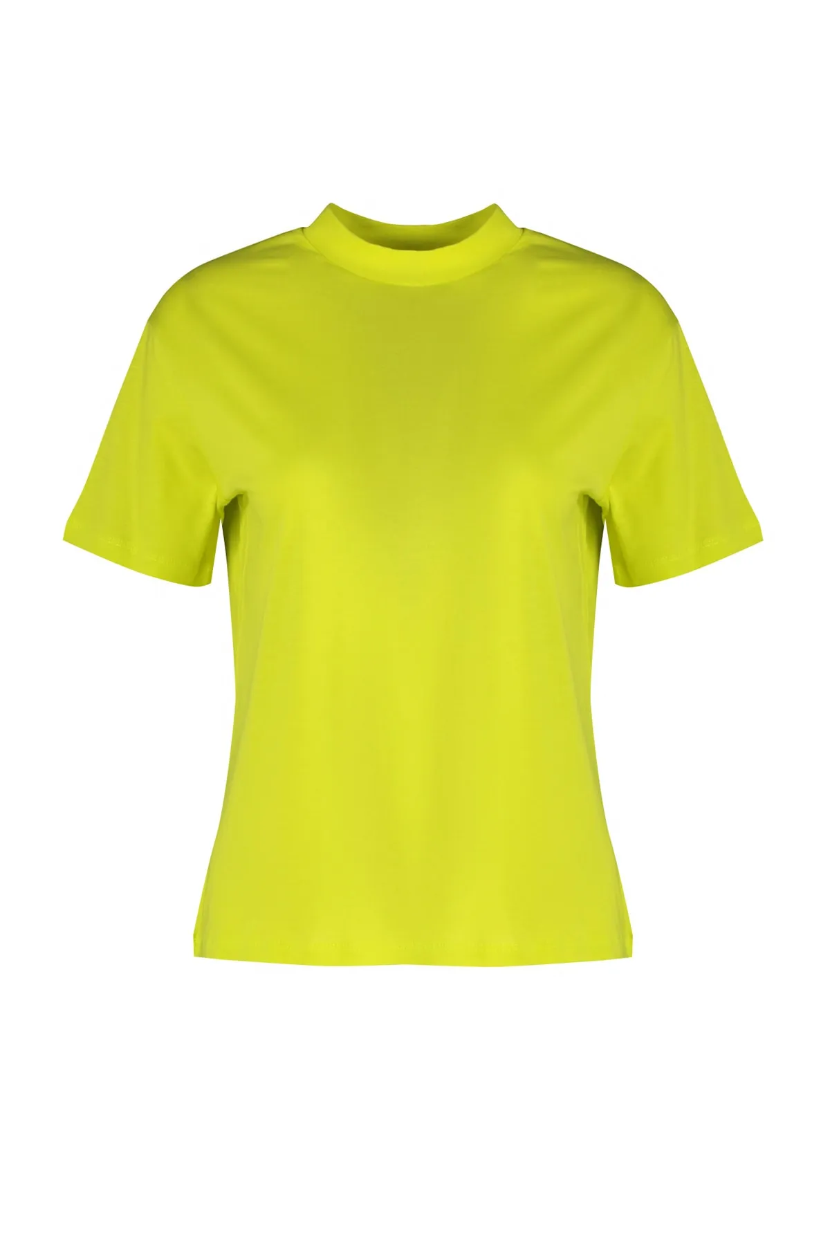 Trendyol Collection  Ölgrünes Basic-Strick-T-Shirt mit Stehkragen aus 100 % Baumwolle TWOAW20TS0096