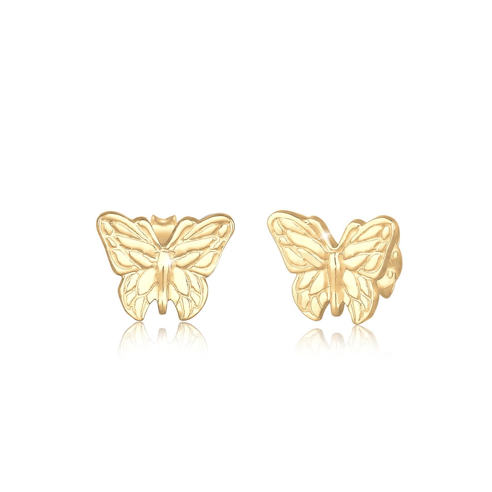Elli Elli Boucles d'Oreilles Papillon Clous d'Oreille Femme - Plaqué Or Argent (925/10 Boucles d'oreilles