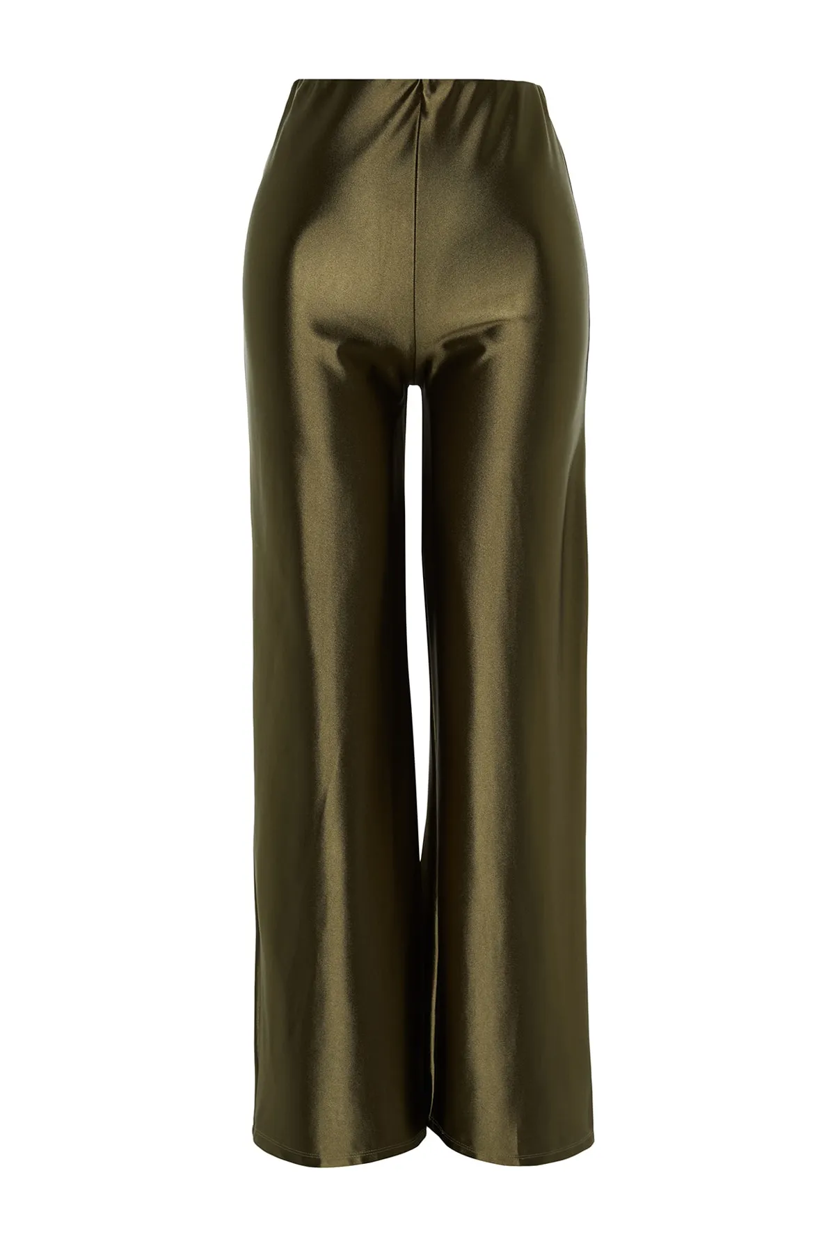 Trendyol Collection  Khakifarbene Premium-Satin-Hose mit weitem Bein/Strickhose mit weitem Bein TWOAW24PL00064