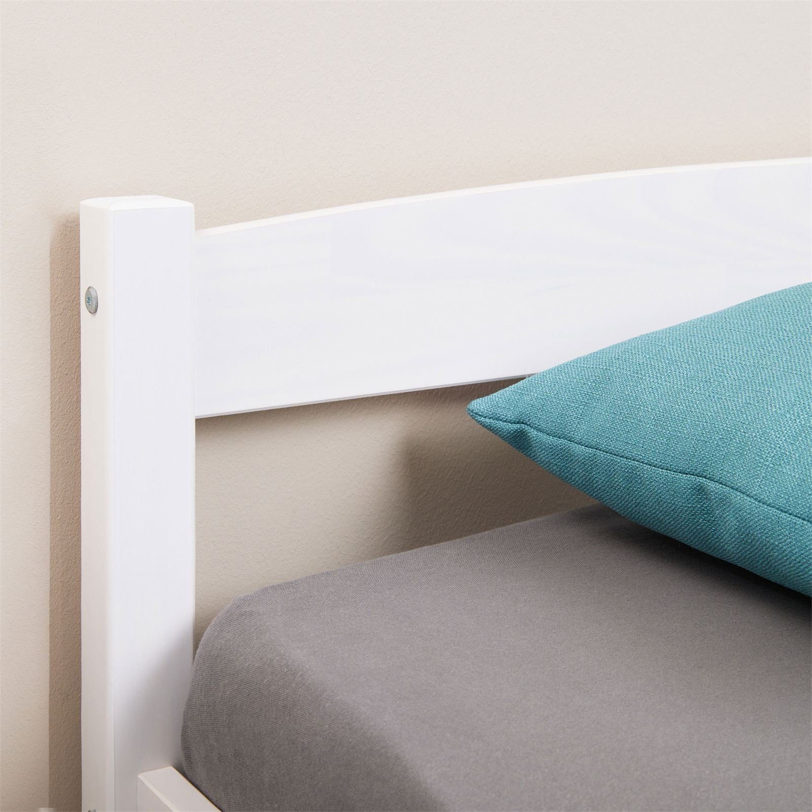 IDIMEX Massivholzbett FELIX, Massivholzbett Einzelbett Kinderbett Gästebett, 90x190 cm, weiss lacki