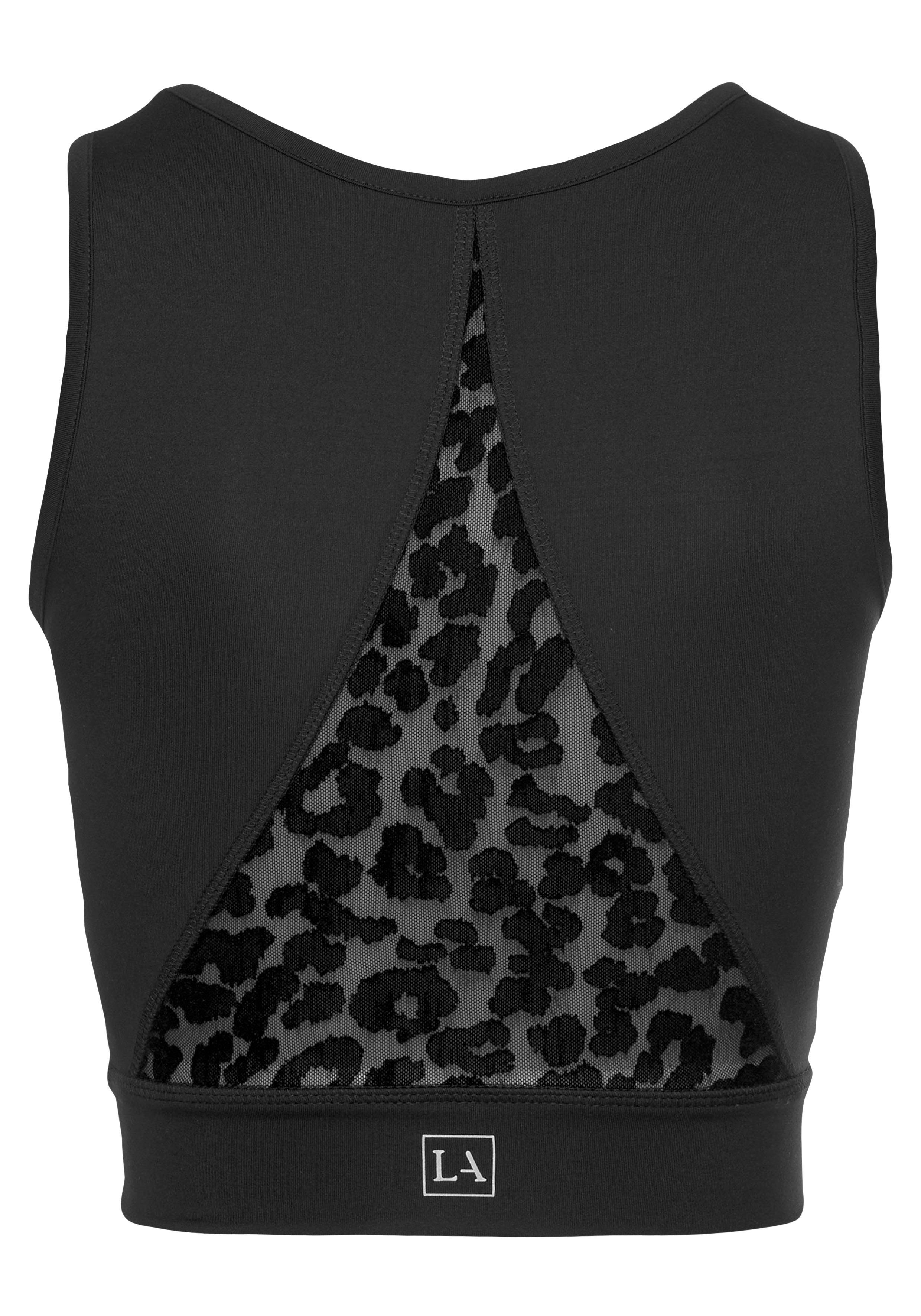 LASCANA ACTIVE Funktionsshirt mit Mesh-Einsatz und Leo Muster