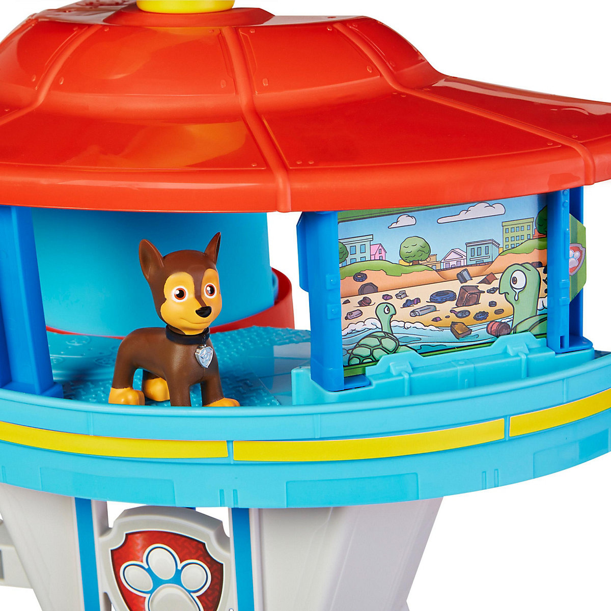 PAW Patrol. 10. Jubiläum, Lookout Tower, Hauptquartier Spielset mit 1 Chase Basis Fahrzeug, 2 Chase Figuren und Zubehör, geeignet für Kinder ab 3 Jahren