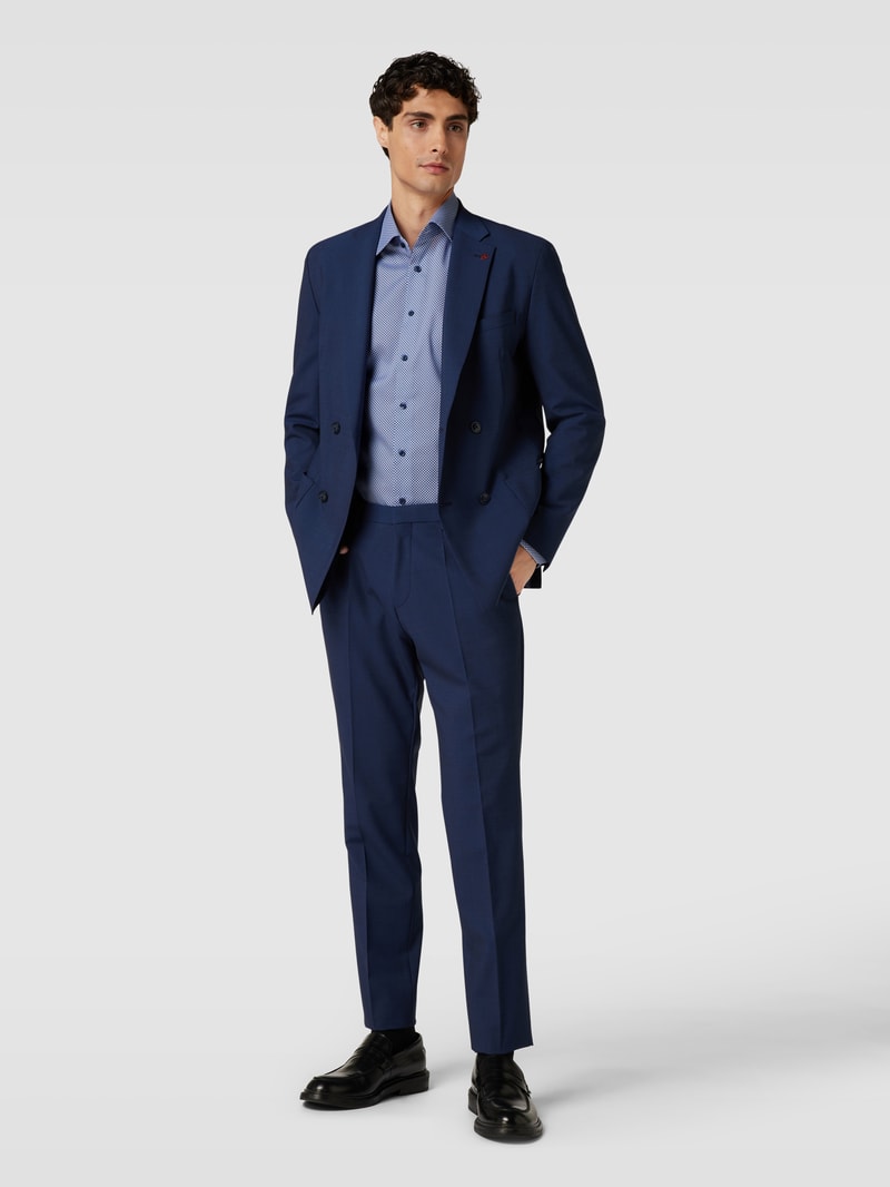 Modern Fit Business-Hemd mit Allover-Muster in bleu