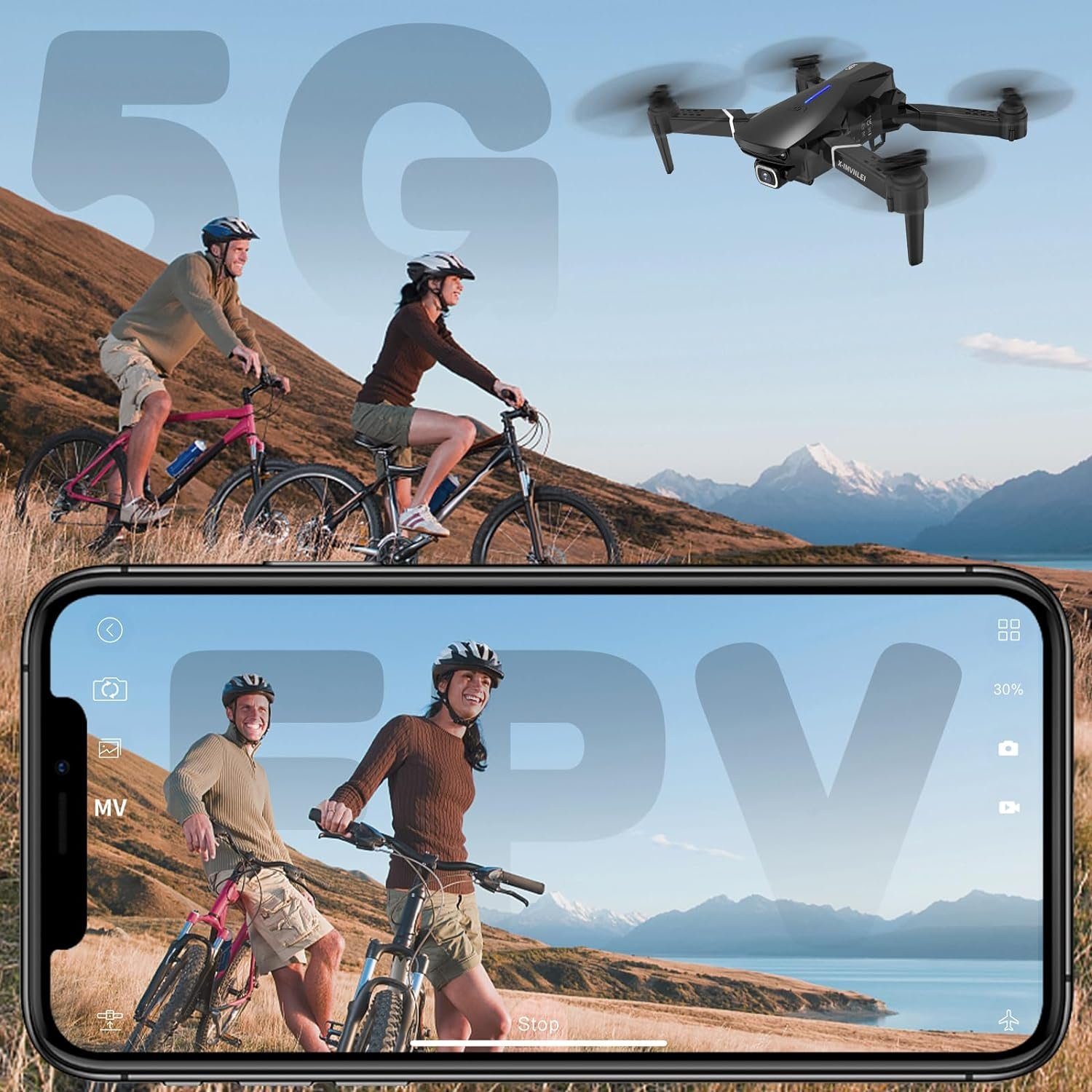 X-IMVNLEI X9 GPS follow me GPS auto return RC Quadrocopter Drohne (mit Kamera UHD 4K Faltbar video Drohnen mit Einstellbarer 110)