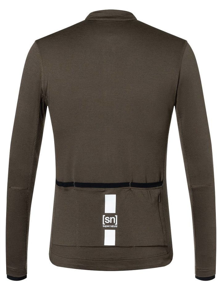 super.natural Merino Fahrradtrikot M GRAVIER LS JERSEY in dunkelbraun - schwarz günstig kaufen