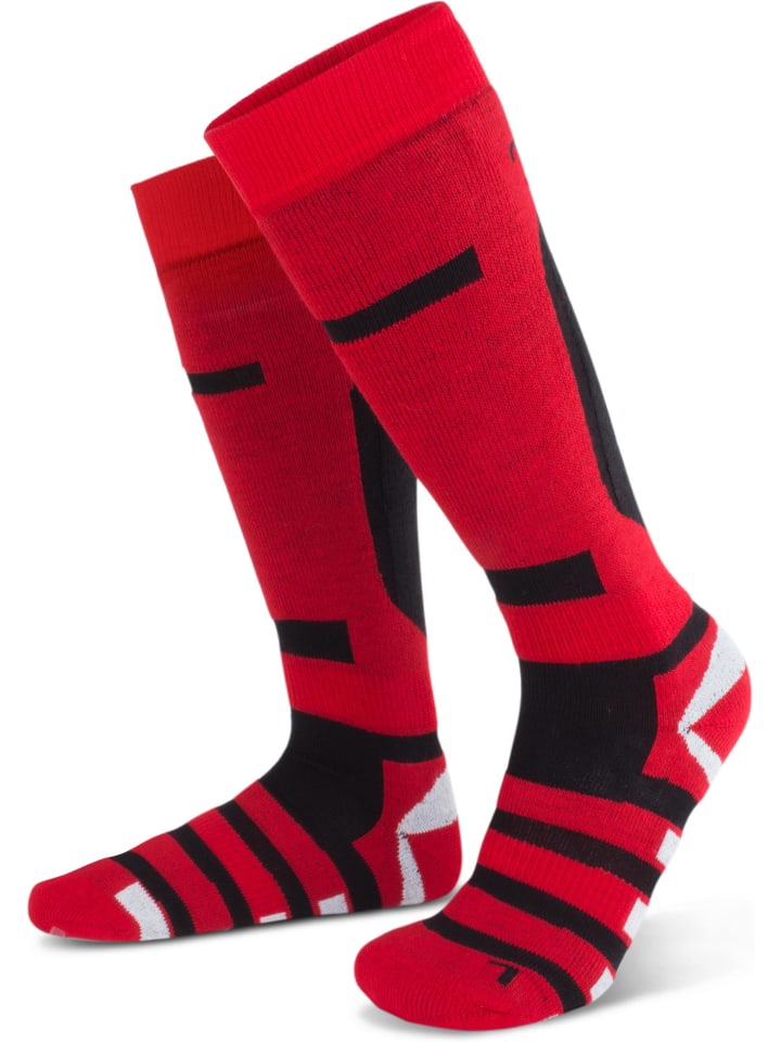 normani 2 Paar Ski-Kniestrümpfe Ripp in Rot/Schwarz/Grau günstig kaufen