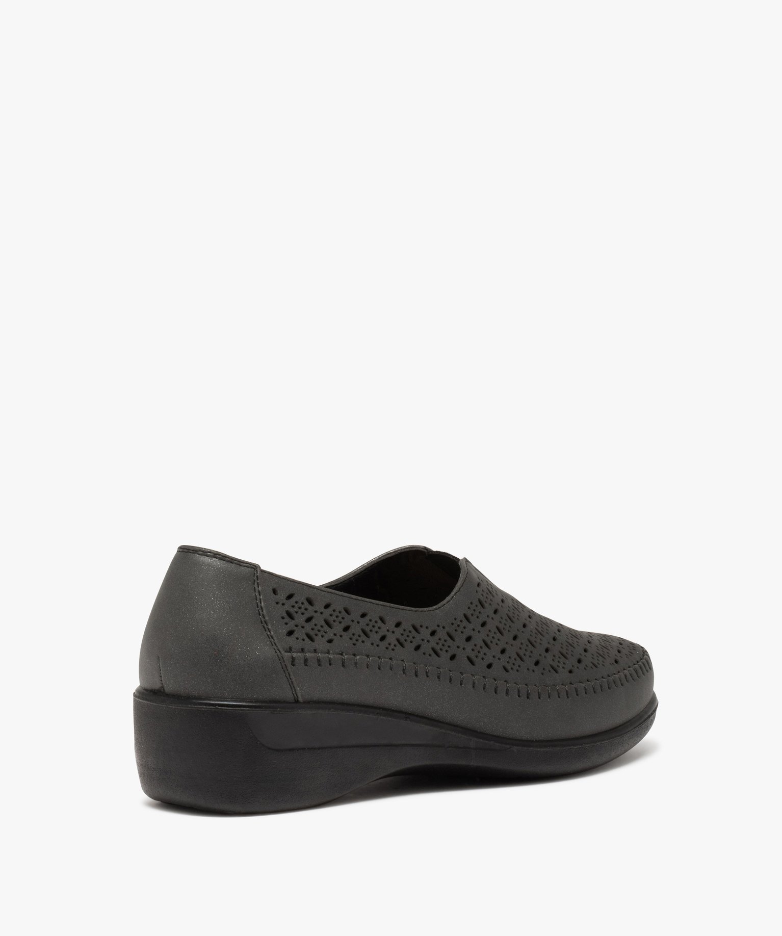Mocassins femme confort dessus uni ajouré noir | GEMO