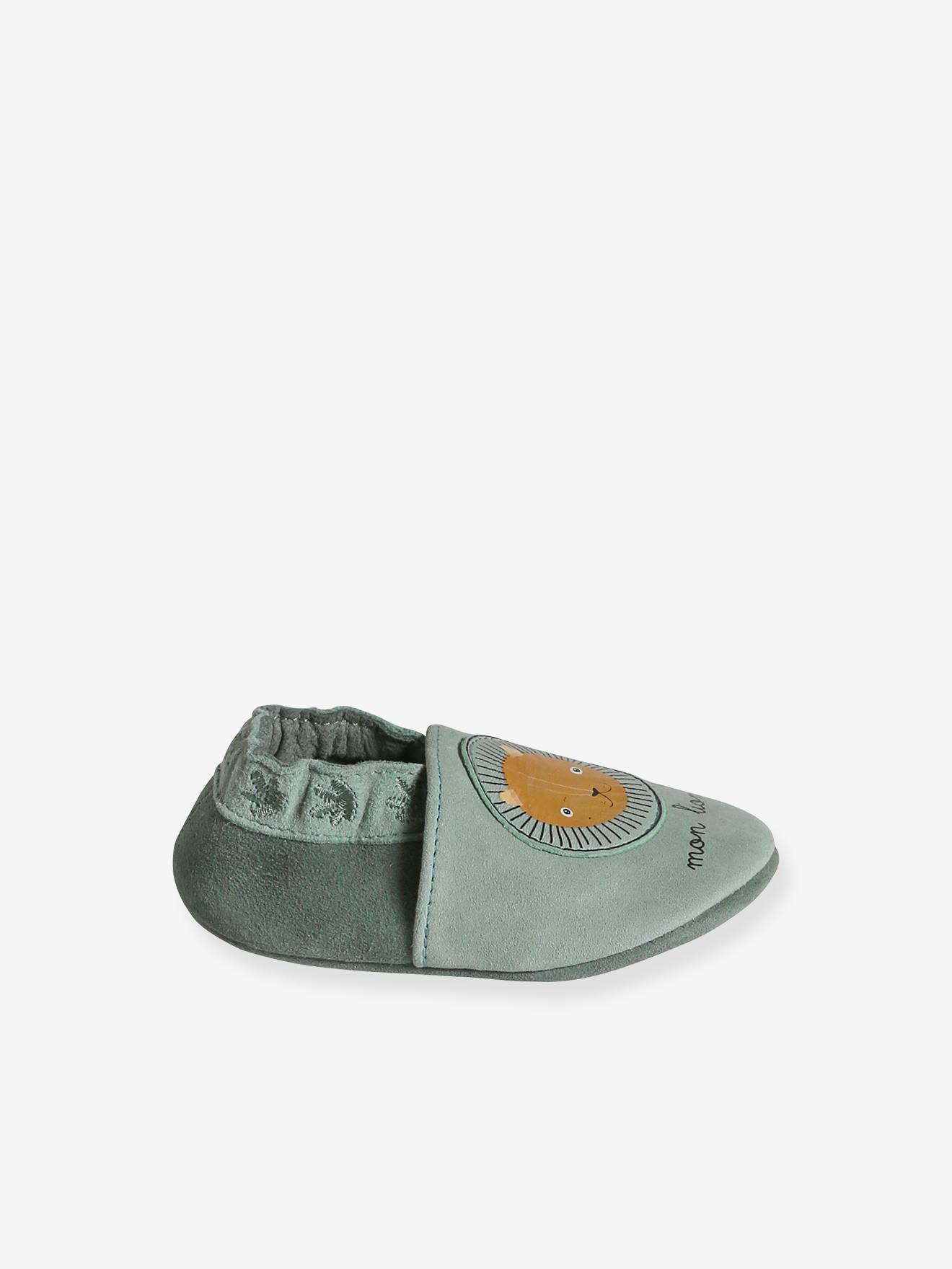 Vertbaudet Baby Krabbelschuhe mit Gummizug - salbeigrün