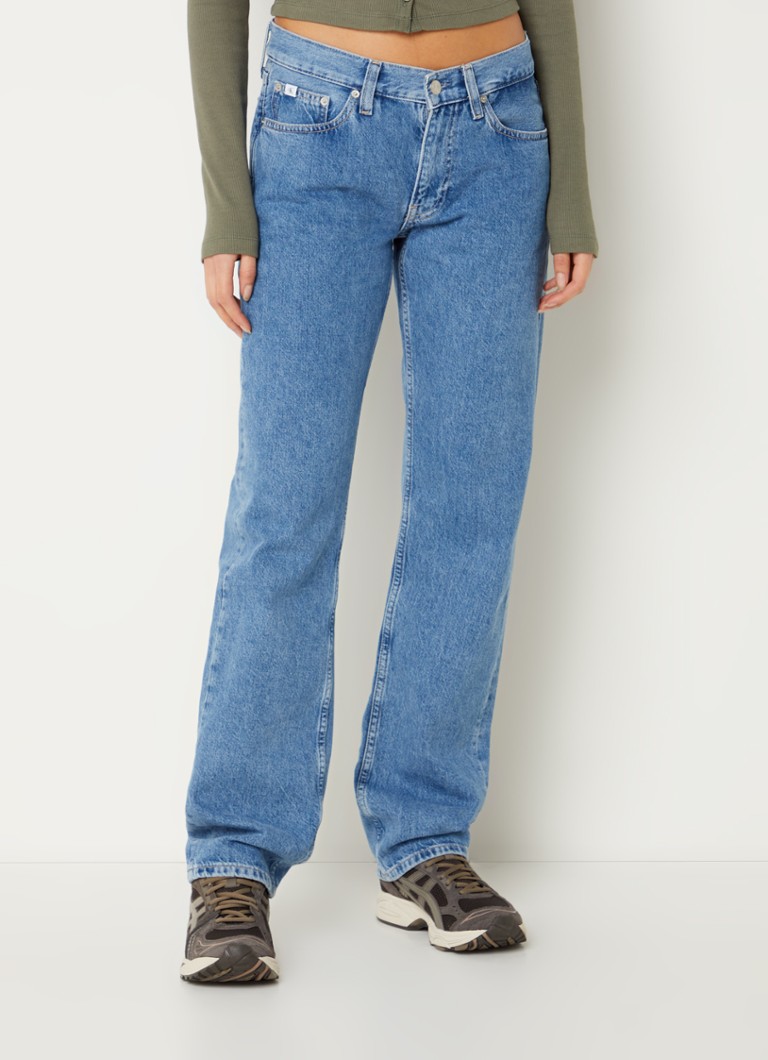 Jeans Calvin Klein a vita media, gamba dritta, lavaggio medio