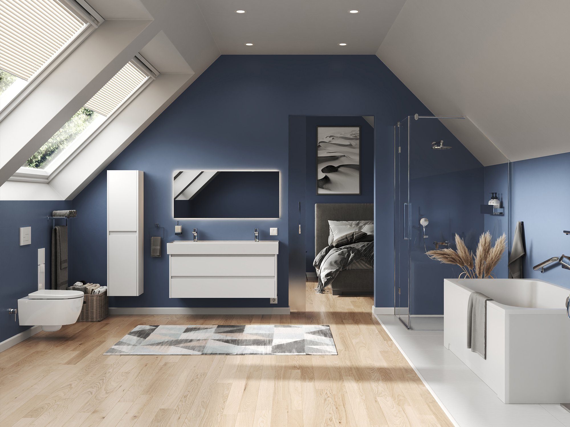 SSWW Dusch-WC Design Keramik Hänge-WC Wand WC Spülrandlos Taharat, wandhängend, Dusch-WC inkl. WC-Sitz abnehmbar, Düse und Kaltwasserventil