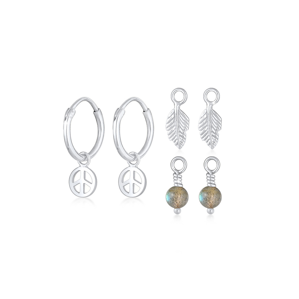 Elli Elli Boucles d'Oreilles Créoles Pendentifs Boho Peace Plume Boucles d'Oreille Fem Boucles d'oreilles