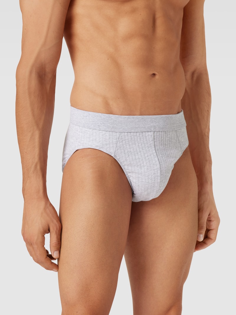 Slip mit Rippenstruktur im 2er-Pack Modell 'Authentic' in mittelgrau meliert