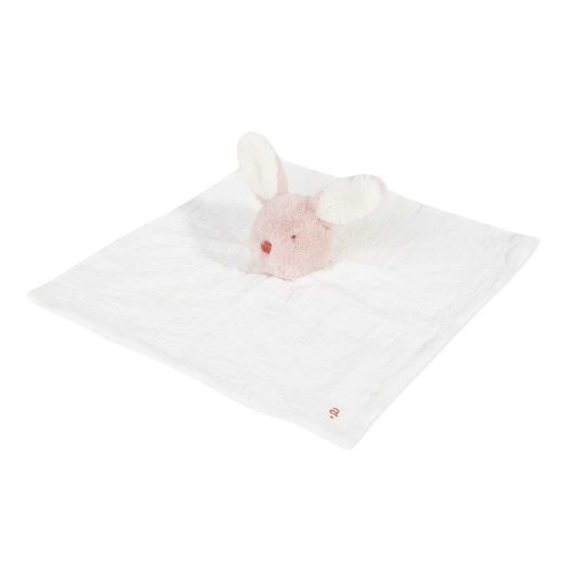 Doudou lapin en fausse fourrure et matière lange mixte Absorba