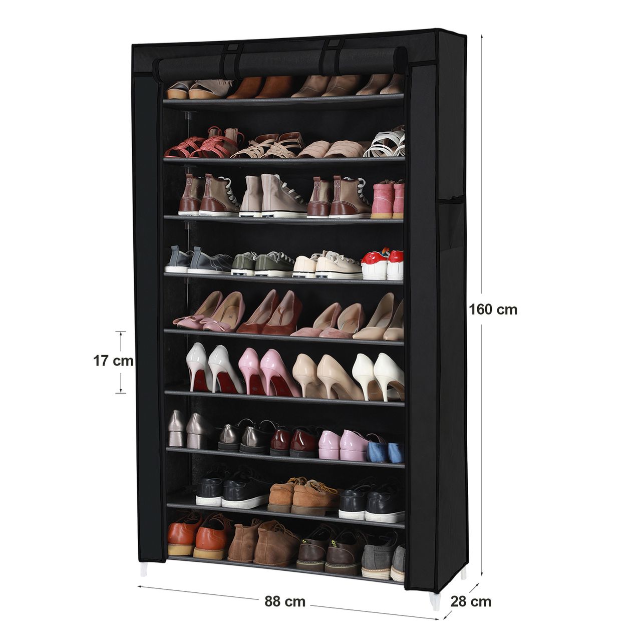 Songmics Schuhaufbewahrung mit 10 Ebenen, 88 x 28 x 160 cm