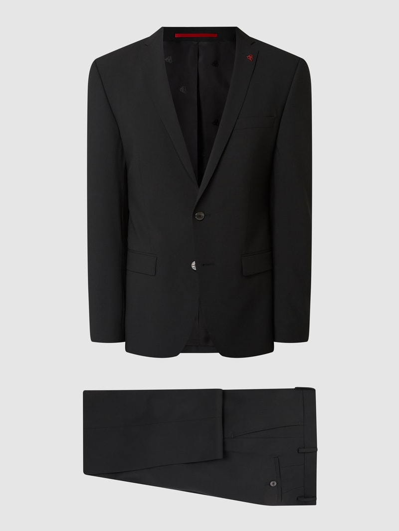 Slim Fit Anzug mit 2-Knopf-Sakko in schwarz