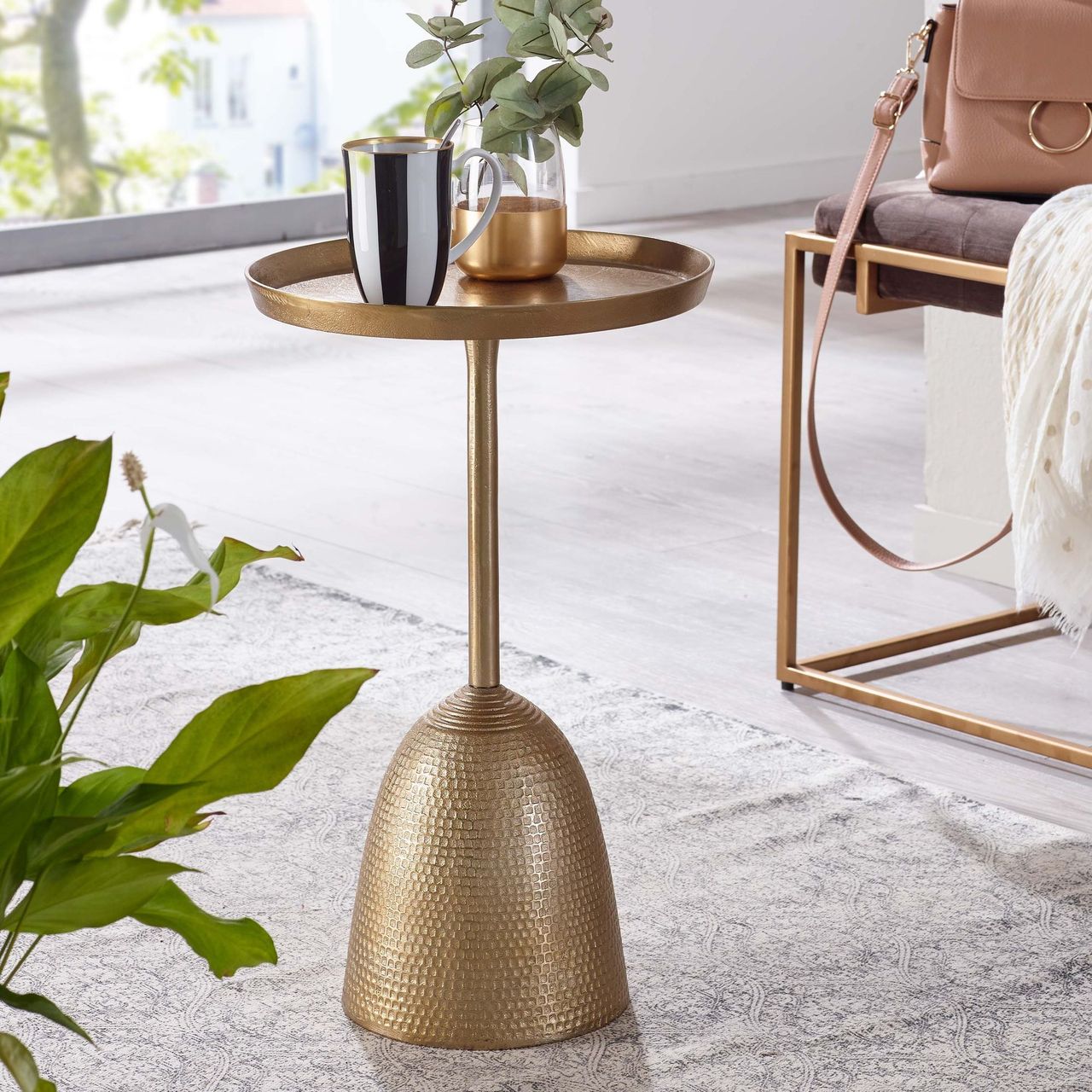 Skyport WOHNLING Beistelltisch Metall Sofatisch Ø 33 cm Tisch Wohnzimmertisch Rund Gold
