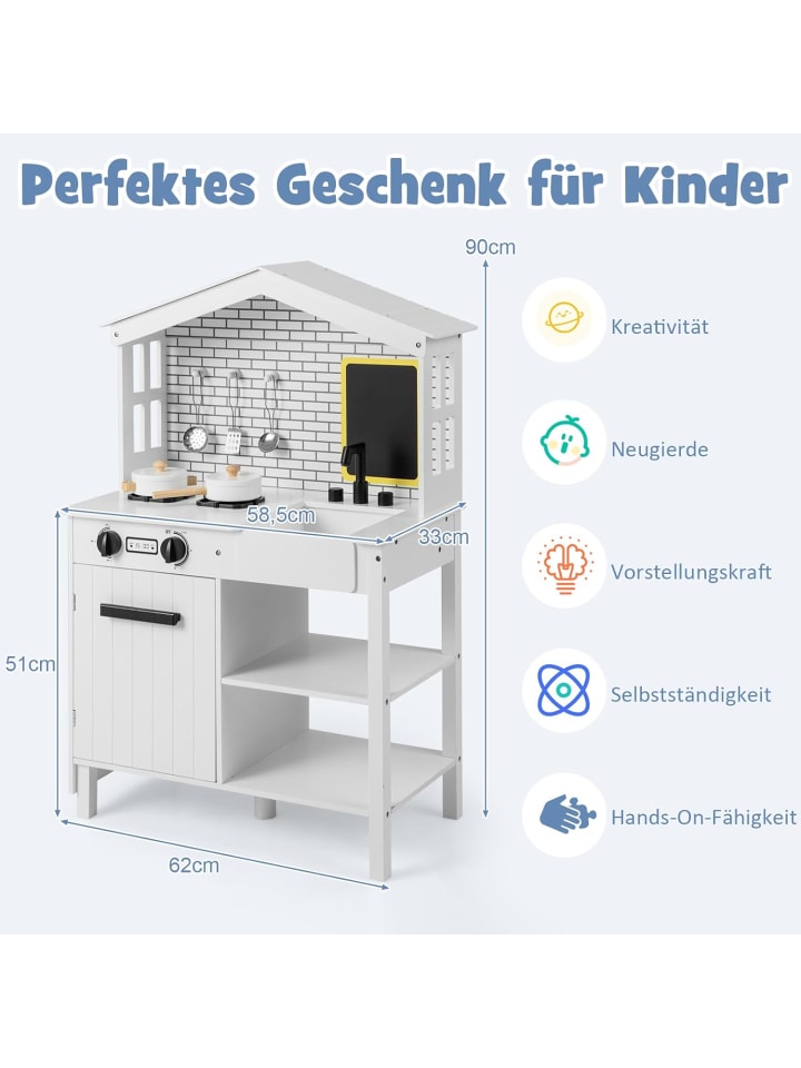 COSTWAY Spielküche ab 3 Jahre in Weiß günstig kaufen onesize